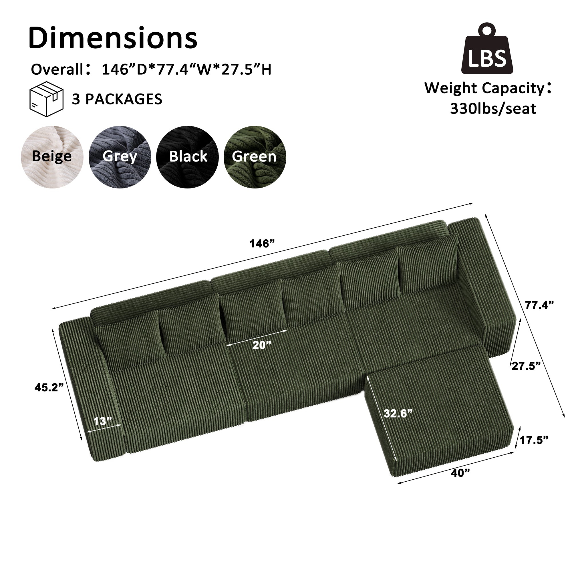 Advwin Boneless Cloud Modern Oversized Modular Sectional Sofa