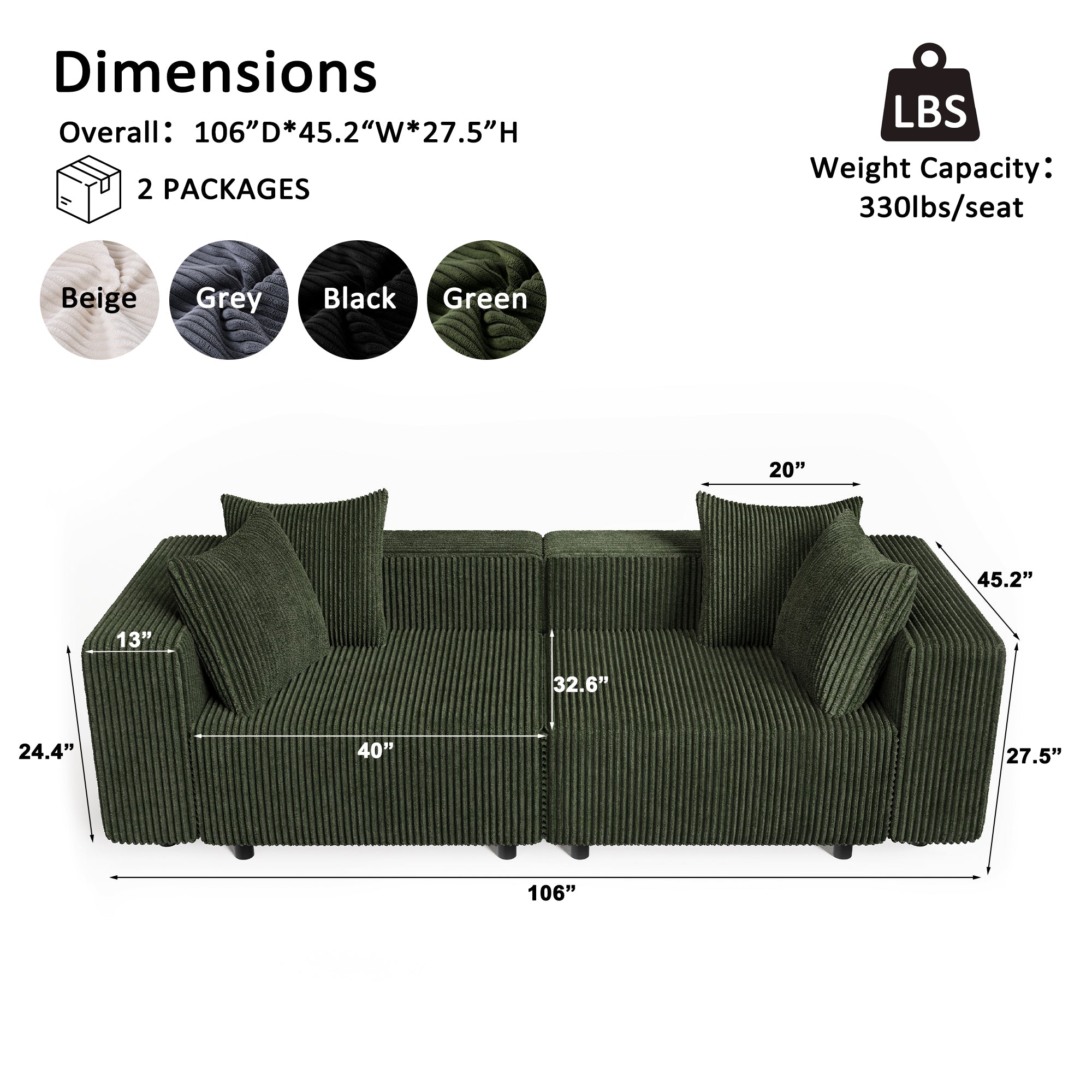 Advwin Boneless Cloud Modern Oversized Modular Sectional Sofa