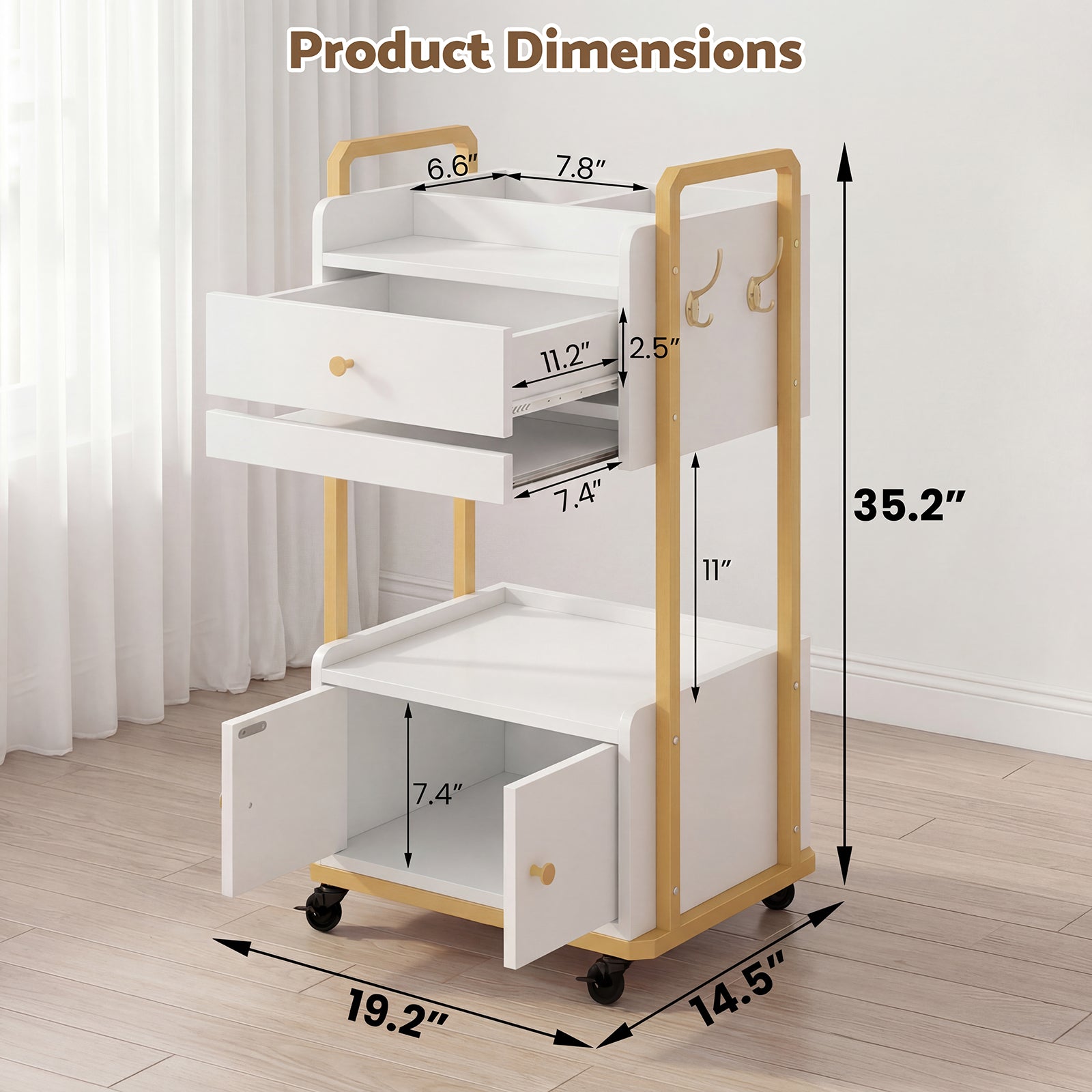 Advwin Spa Salon Trolley with Storage Cabinet