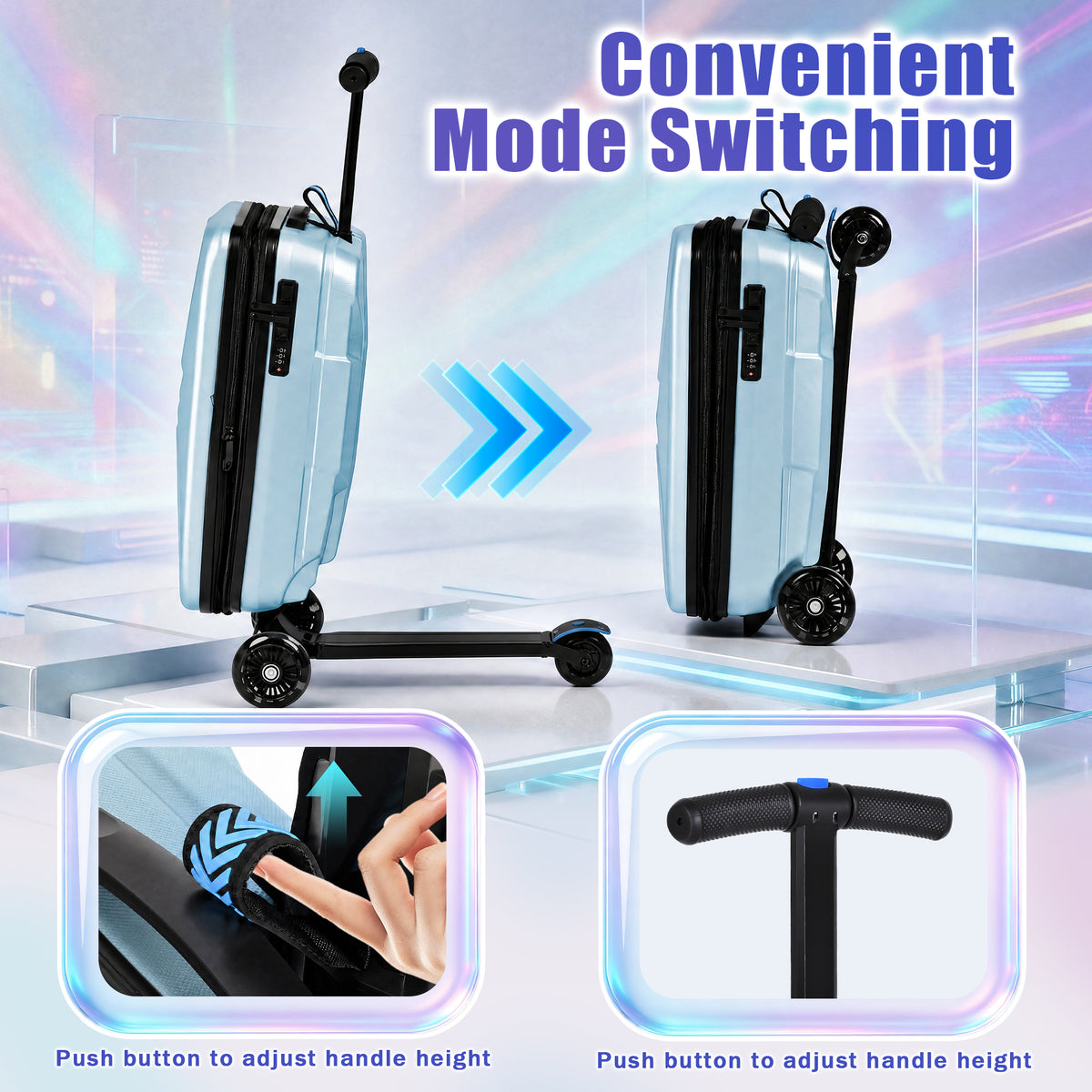 Advwin Expandable Scooter Suitcase for Kids w/ LED Wheel
