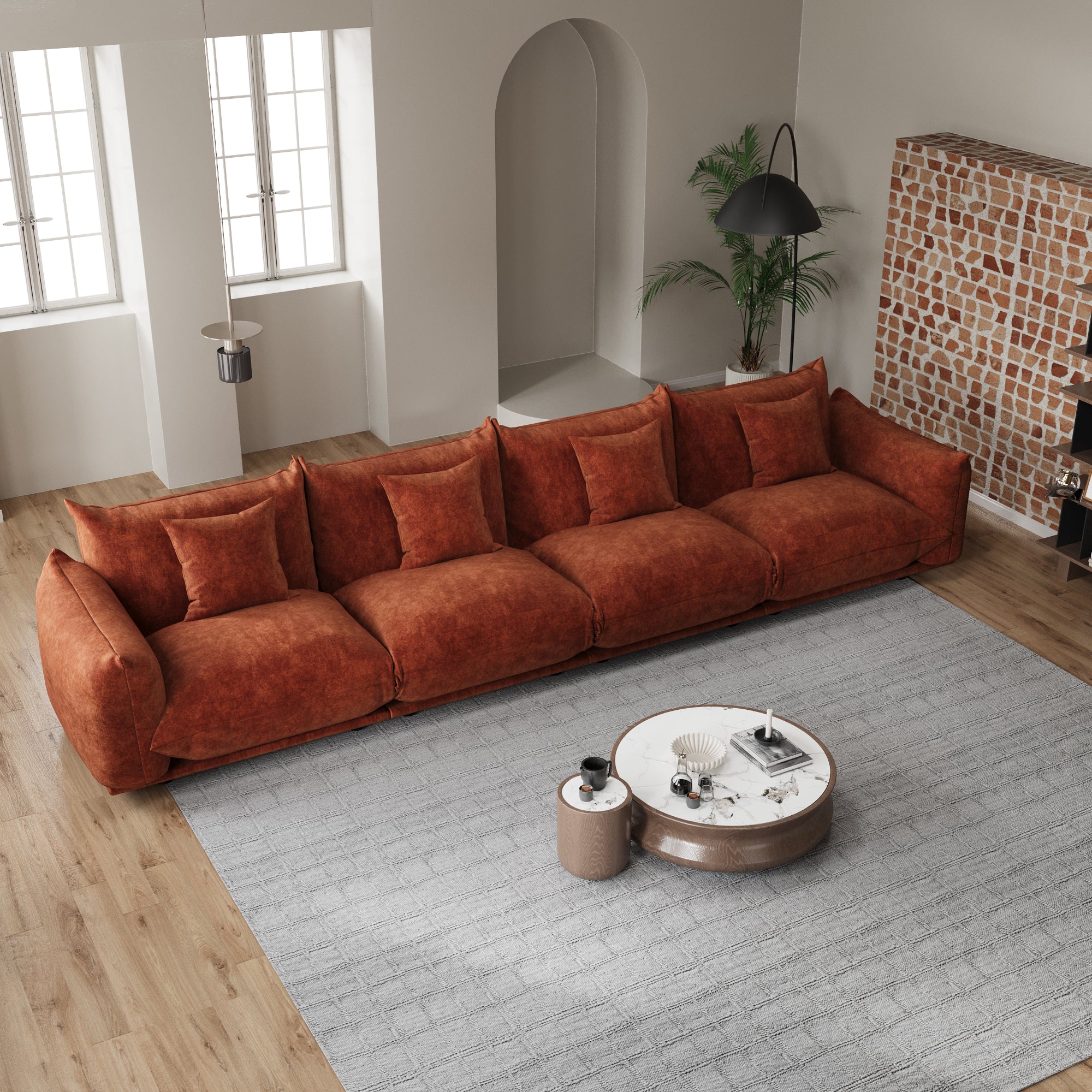 Advwin Modern Minimalist Chenille Modular Sectional Sofa