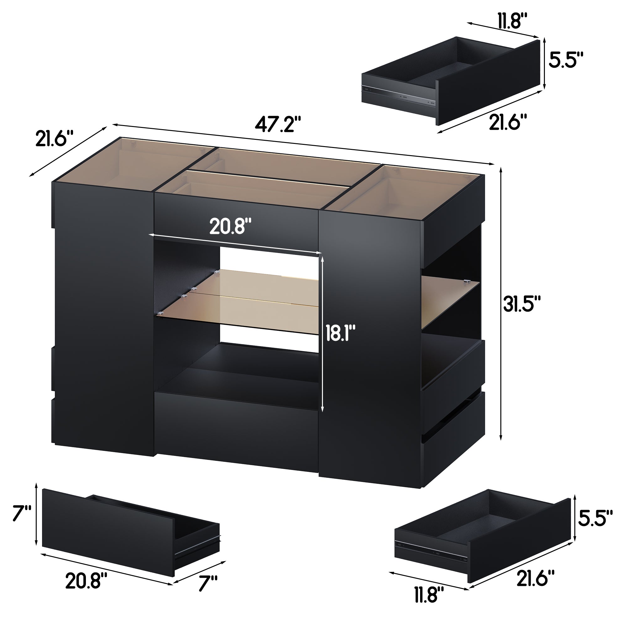 Advwin Modern Closet Island with 10 Drawers