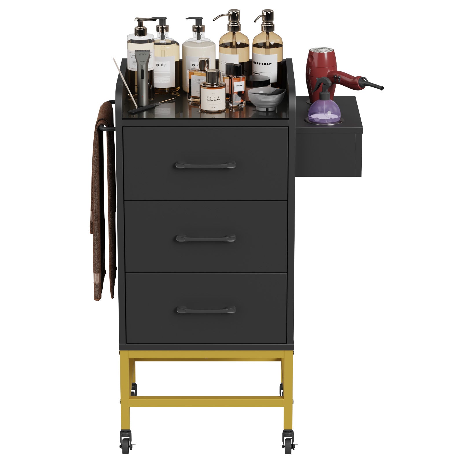 Advwin Salon Trolley with Glass Top