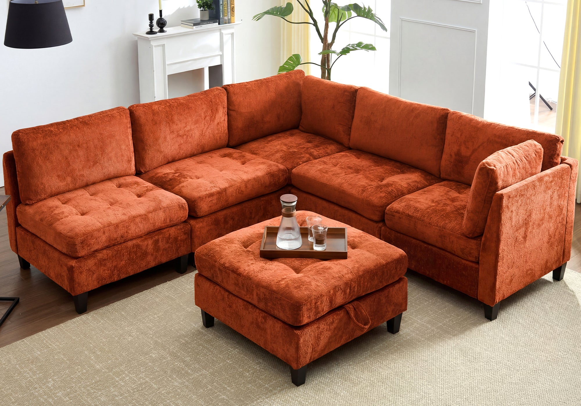 Advwin Oversized Sectional Sofa with Storage Ottoman