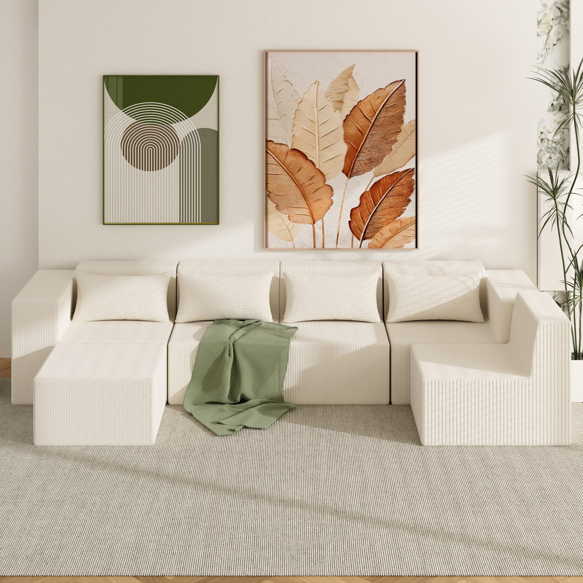 Advwin Oversized Modular Sectional Corduroy Couch