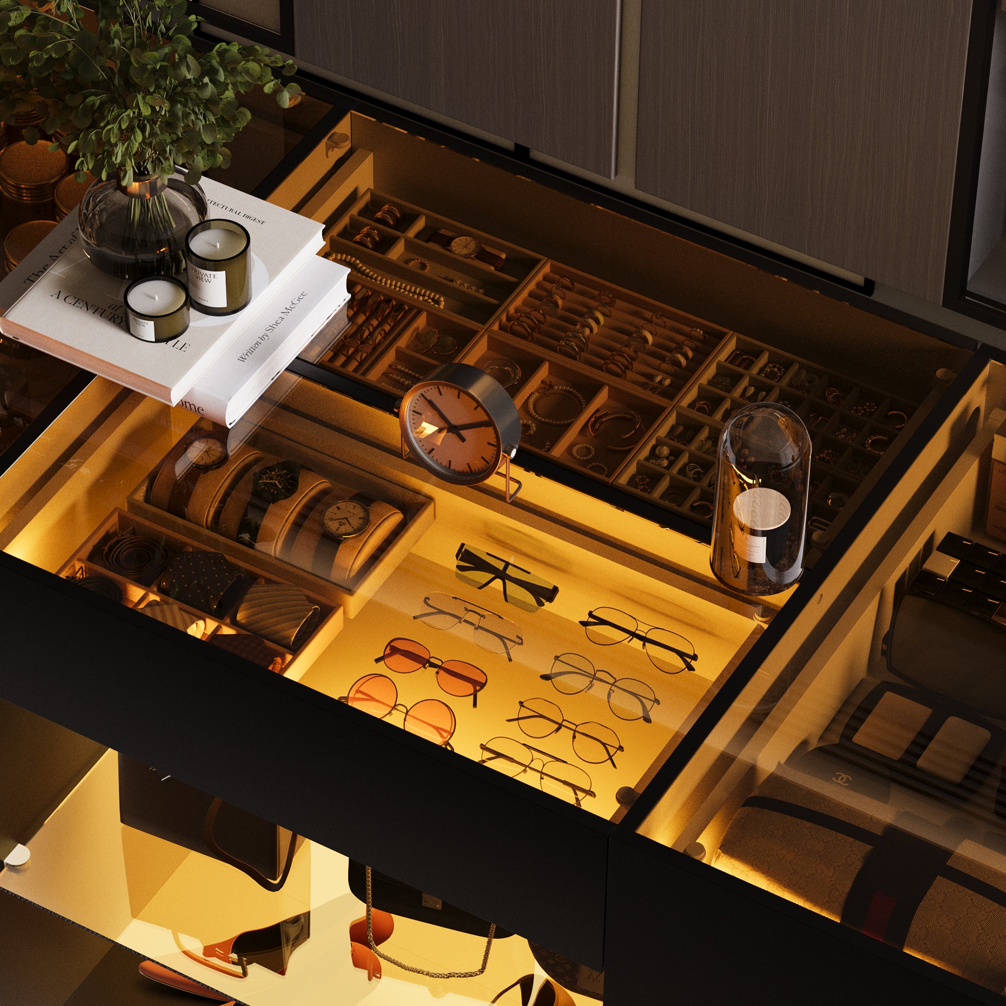 Advwin Modern Closet Island with 10 Drawers