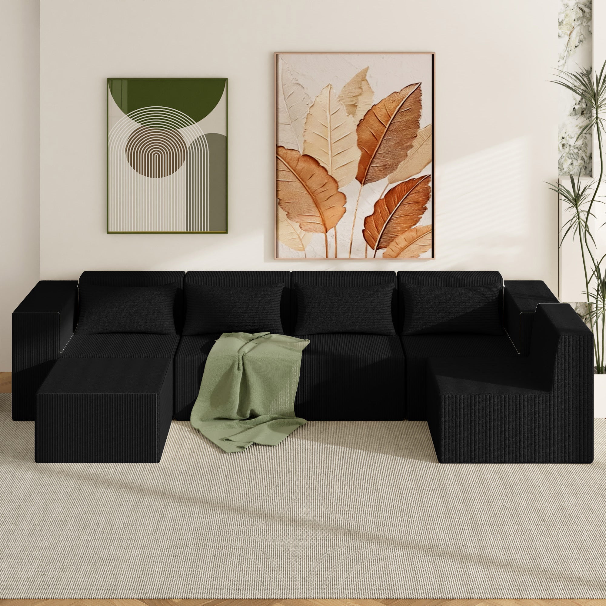 Advwin Oversized Modular Sectional Corduroy Couch