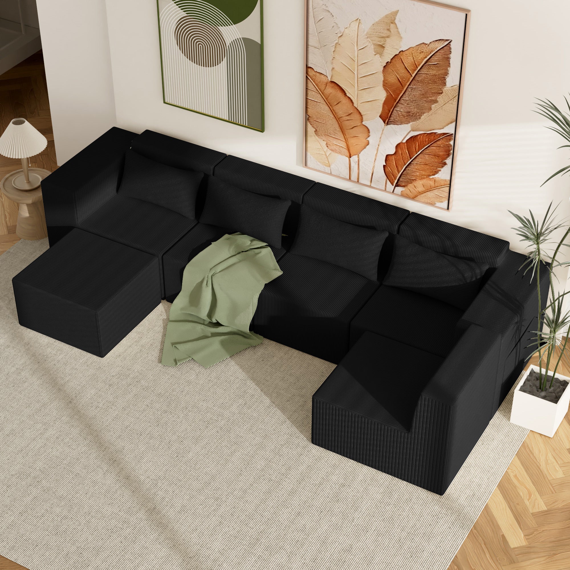 Advwin Oversized Modular Sectional Corduroy Couch