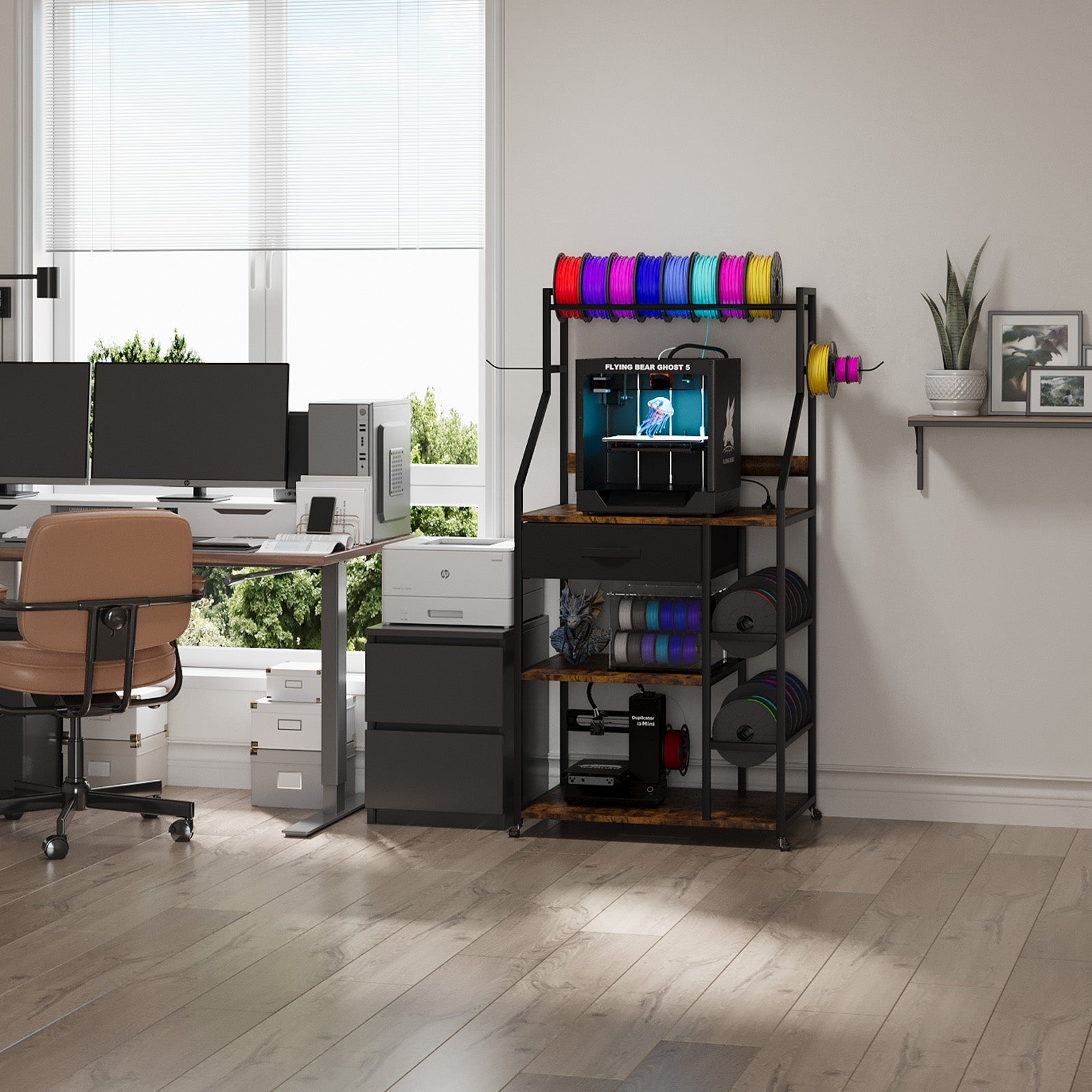 Advwin 4-Tier 3D Printer Stand w/ Drawer & Outlet