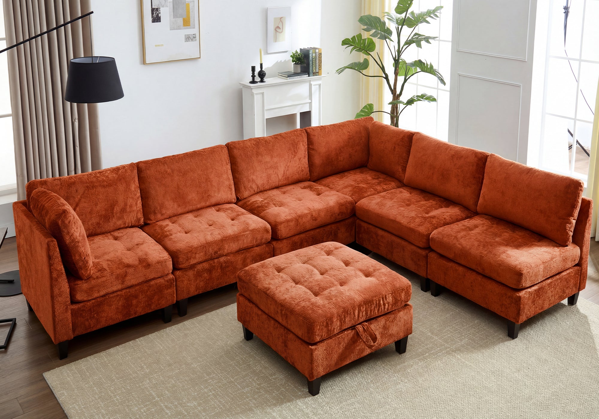 Advwin Oversized Sectional Sofa with Storage Ottoman