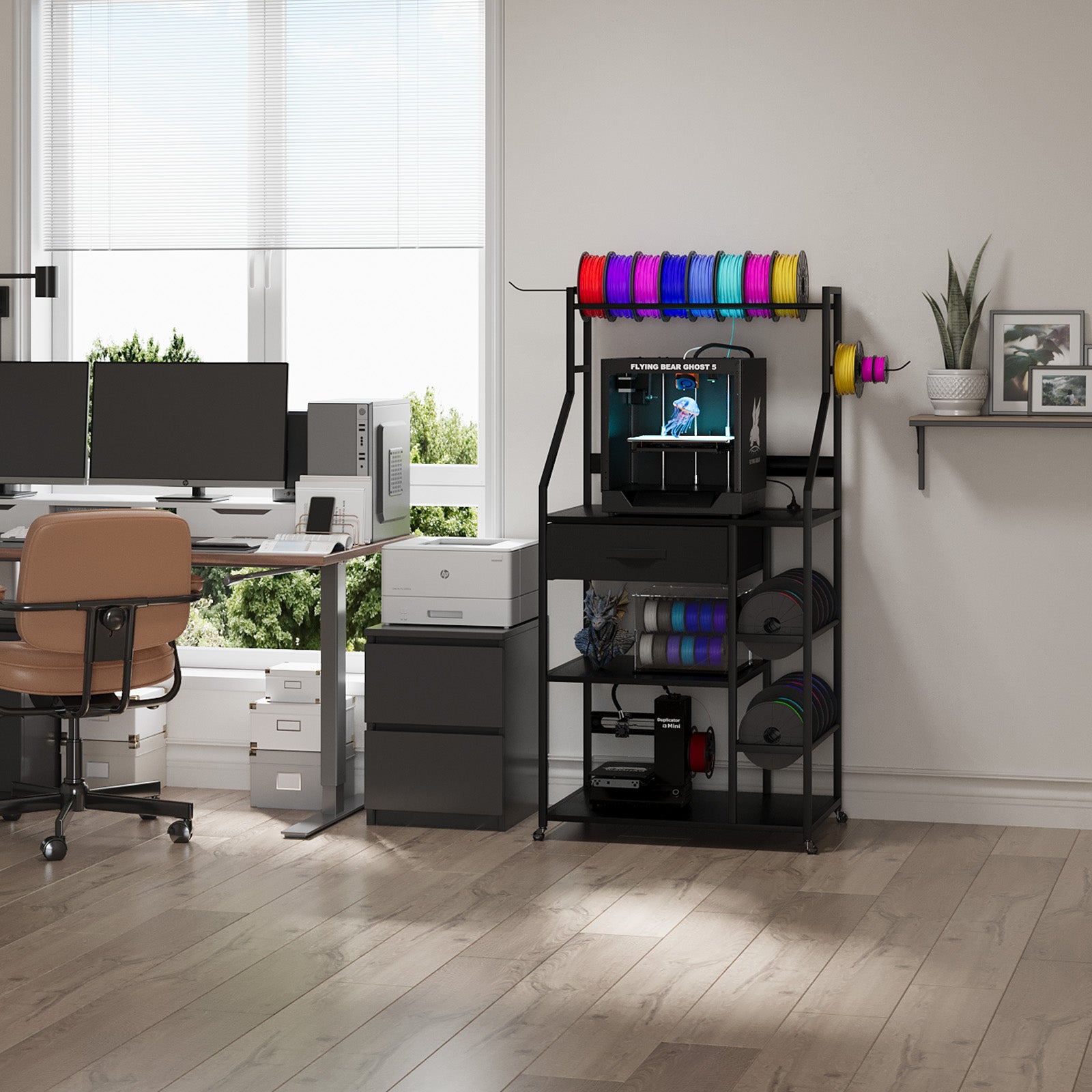 Advwin 4-Tier 3D Printer Stand w/ Drawer & Outlet