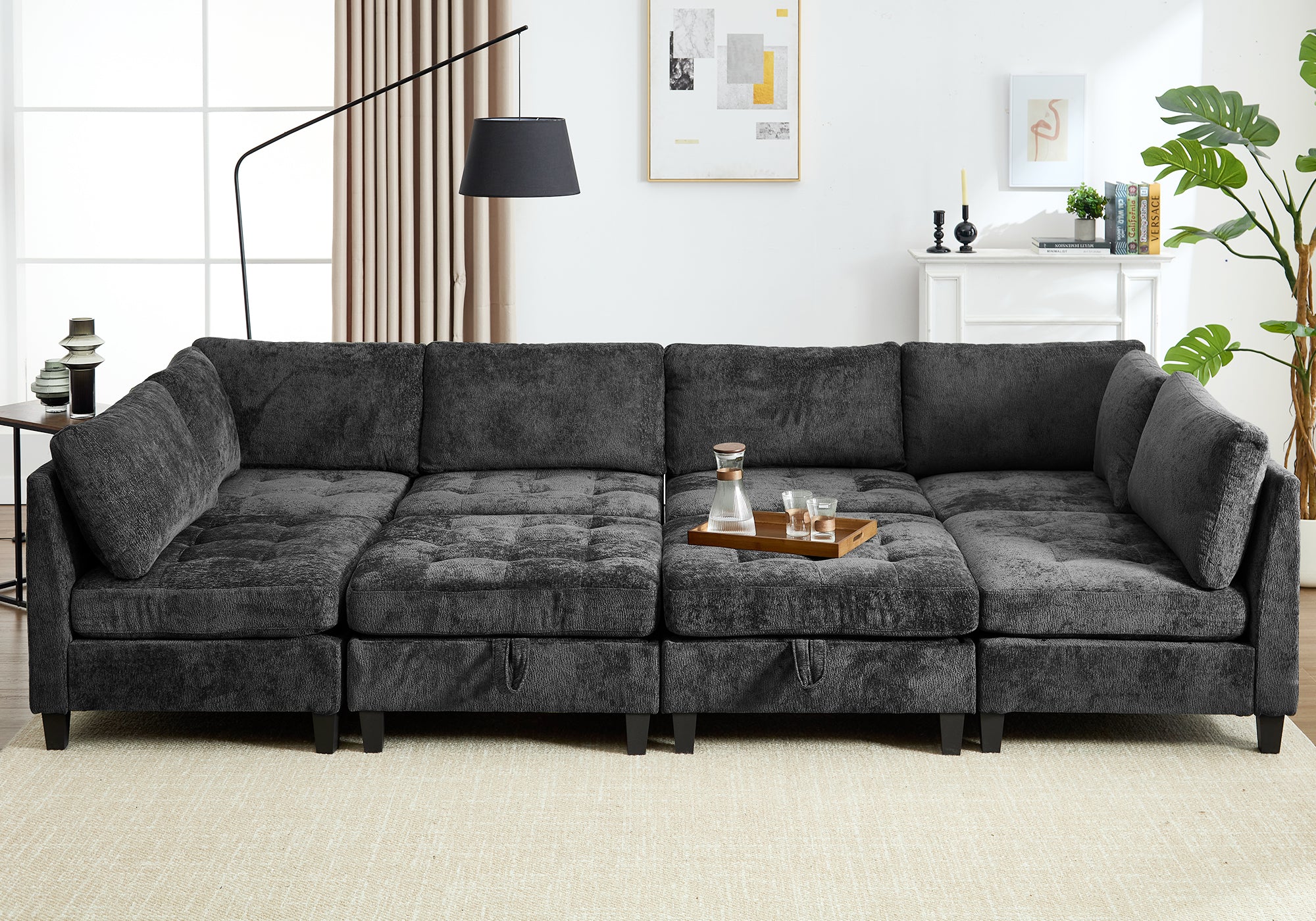 Advwin Oversized Sectional Sofa with Storage Ottoman