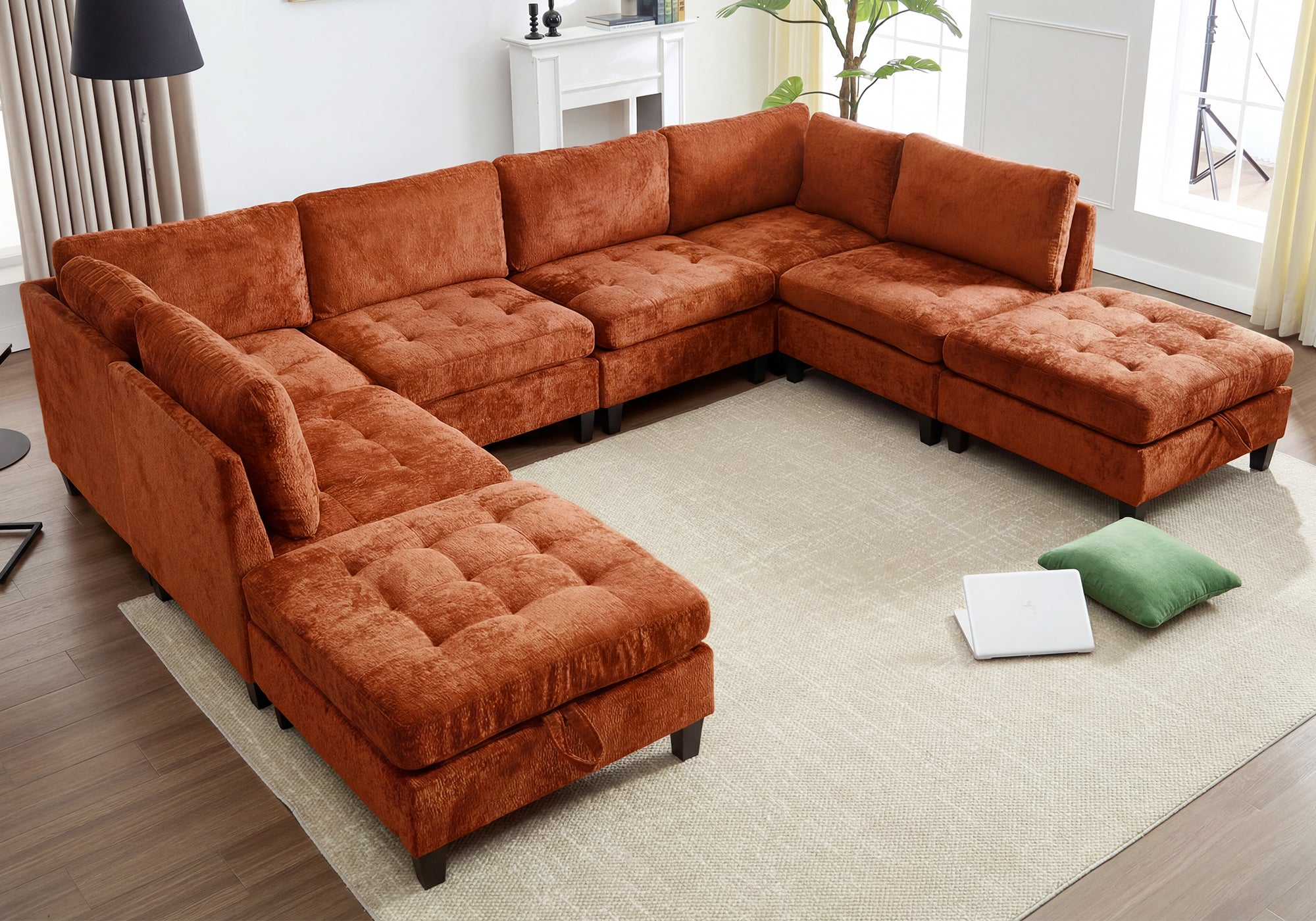Advwin Oversized Sectional Sofa with Storage Ottoman