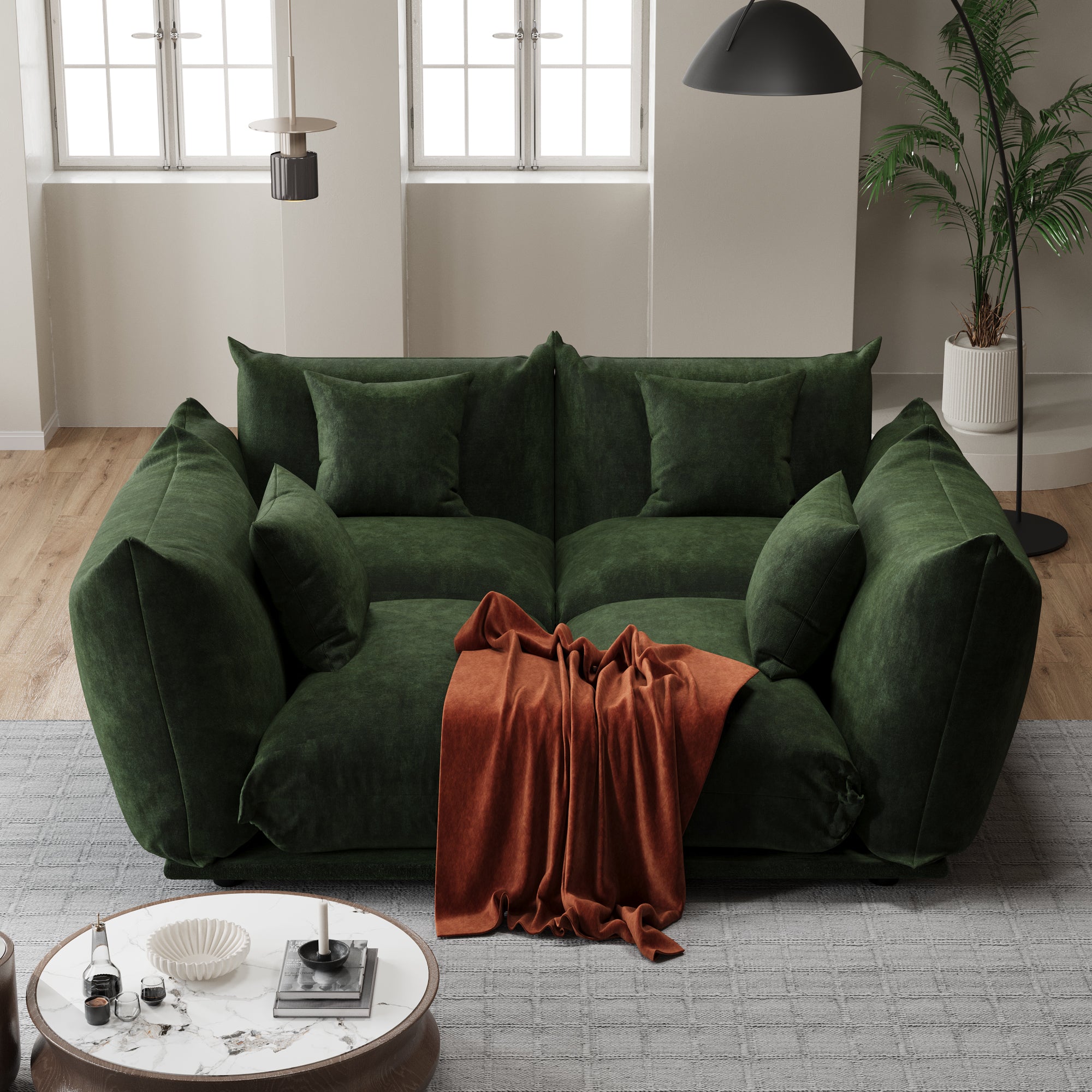 Advwin Modern Minimalist Chenille Modular Sectional Sofa