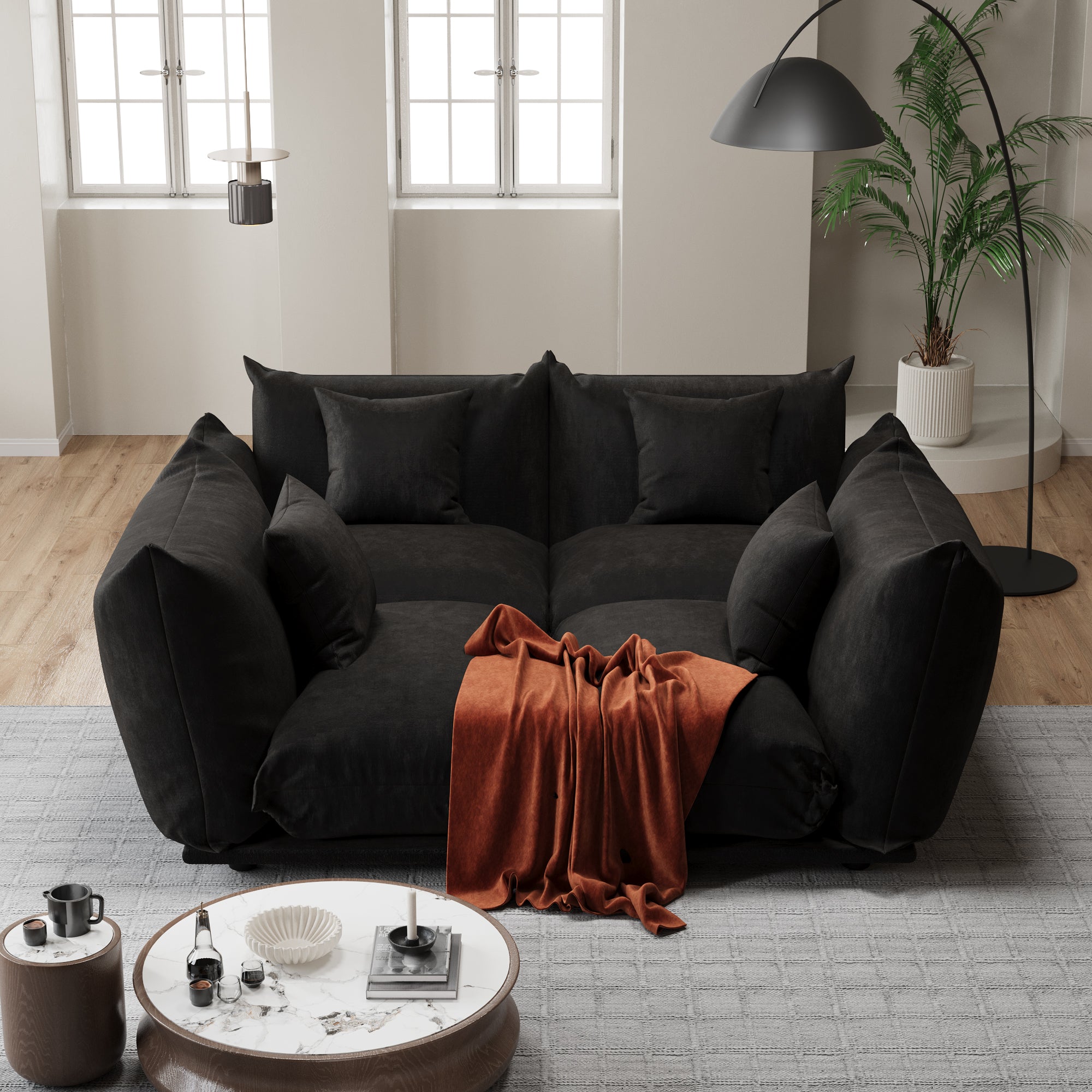 Advwin Modern Minimalist Chenille Modular Sectional Sofa