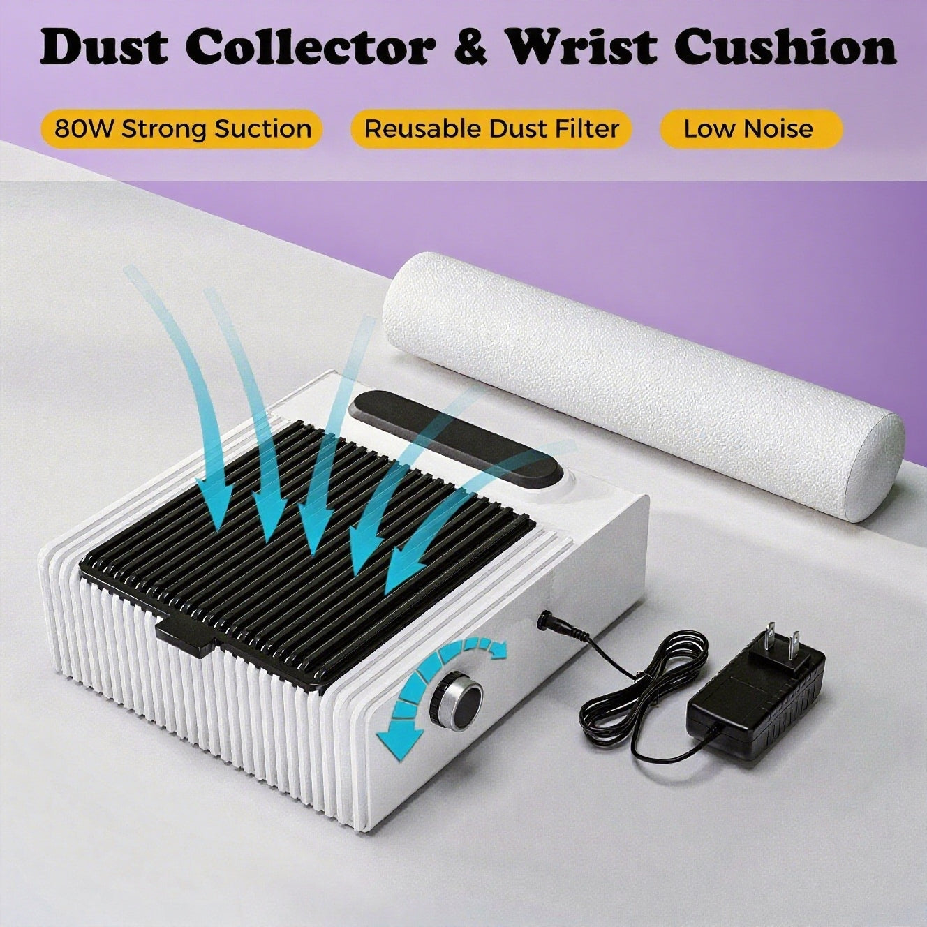 Advwin Rotating & Convertible Nail Table with LED Light