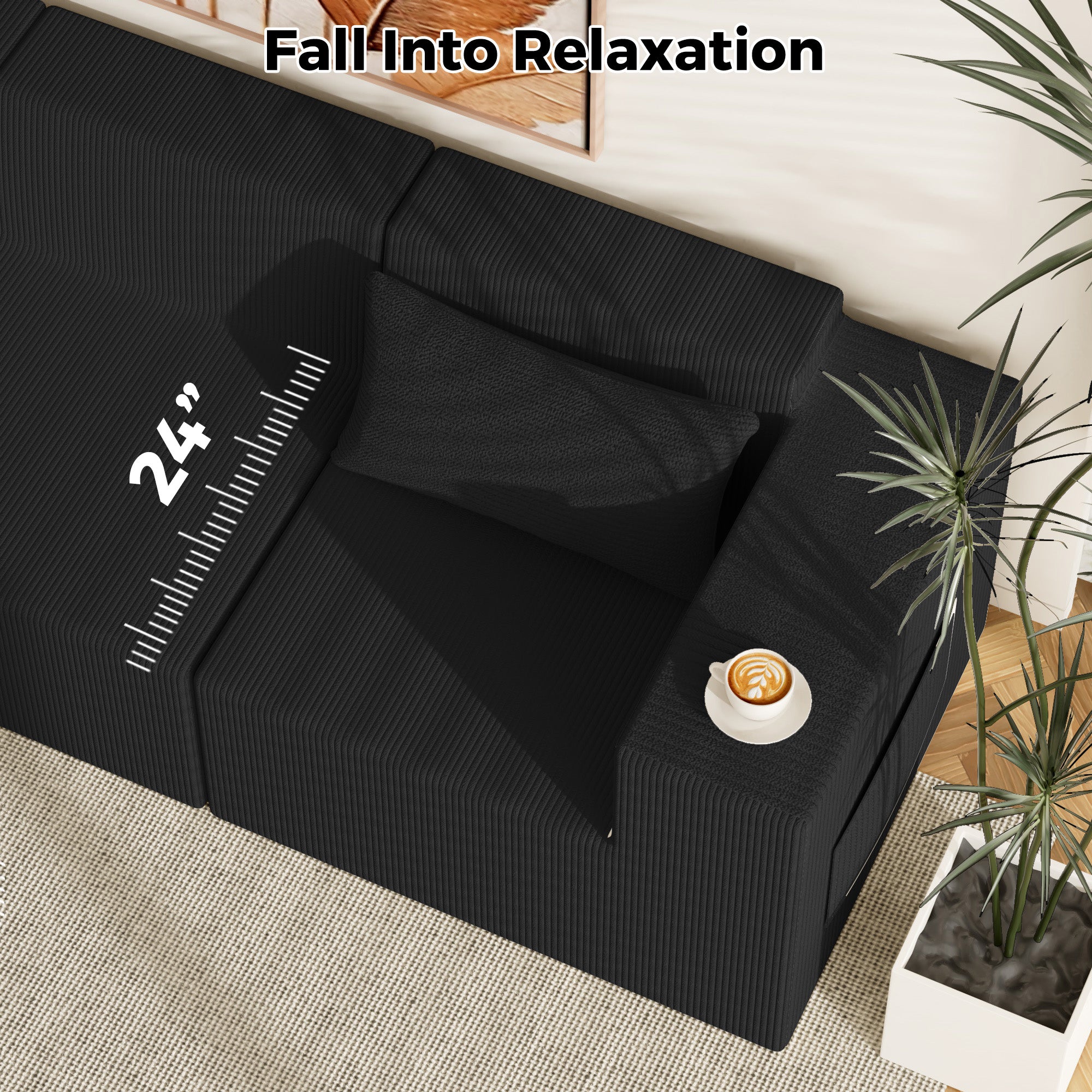 Advwin Oversized Modular Sectional Corduroy Couch