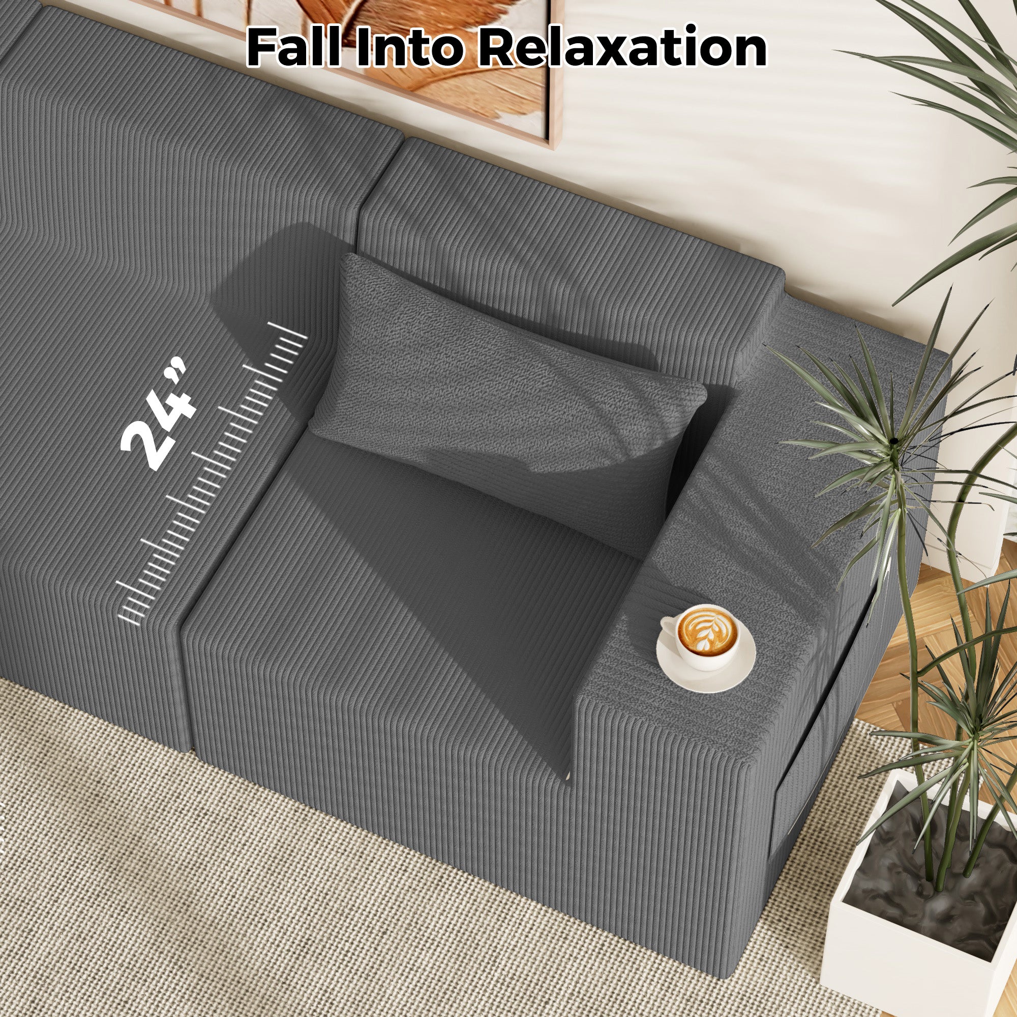 Advwin Oversized Modular Sectional Corduroy Couch