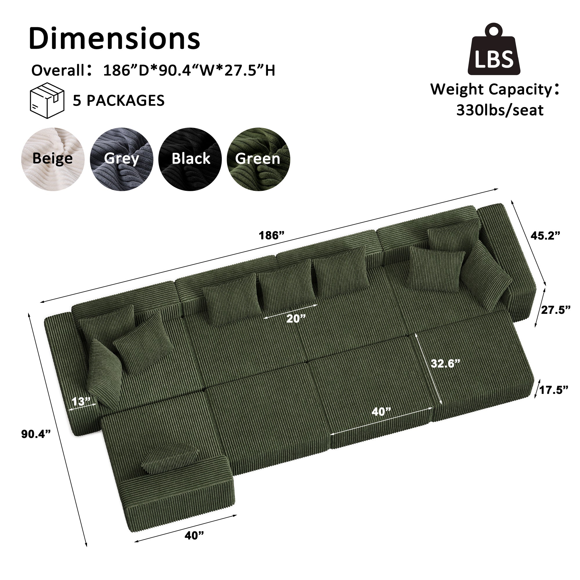 Advwin Boneless Cloud Modern Oversized Modular Sectional Sofa