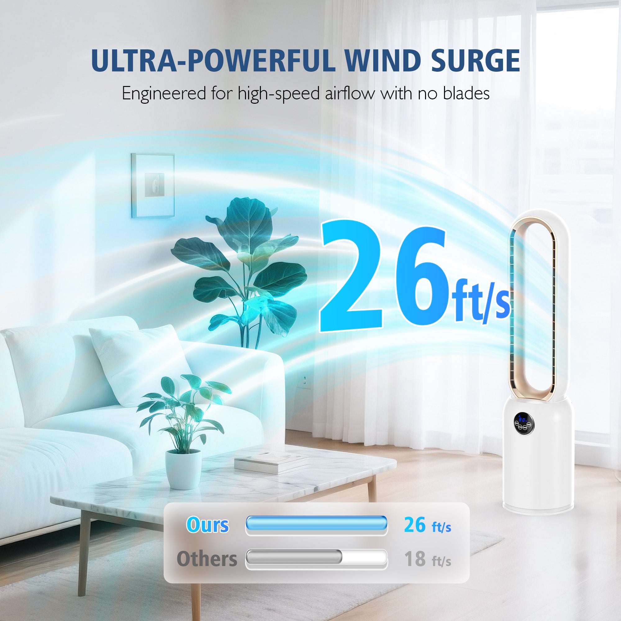 Advwin Upgrated Portable Bladeless Tower Fan