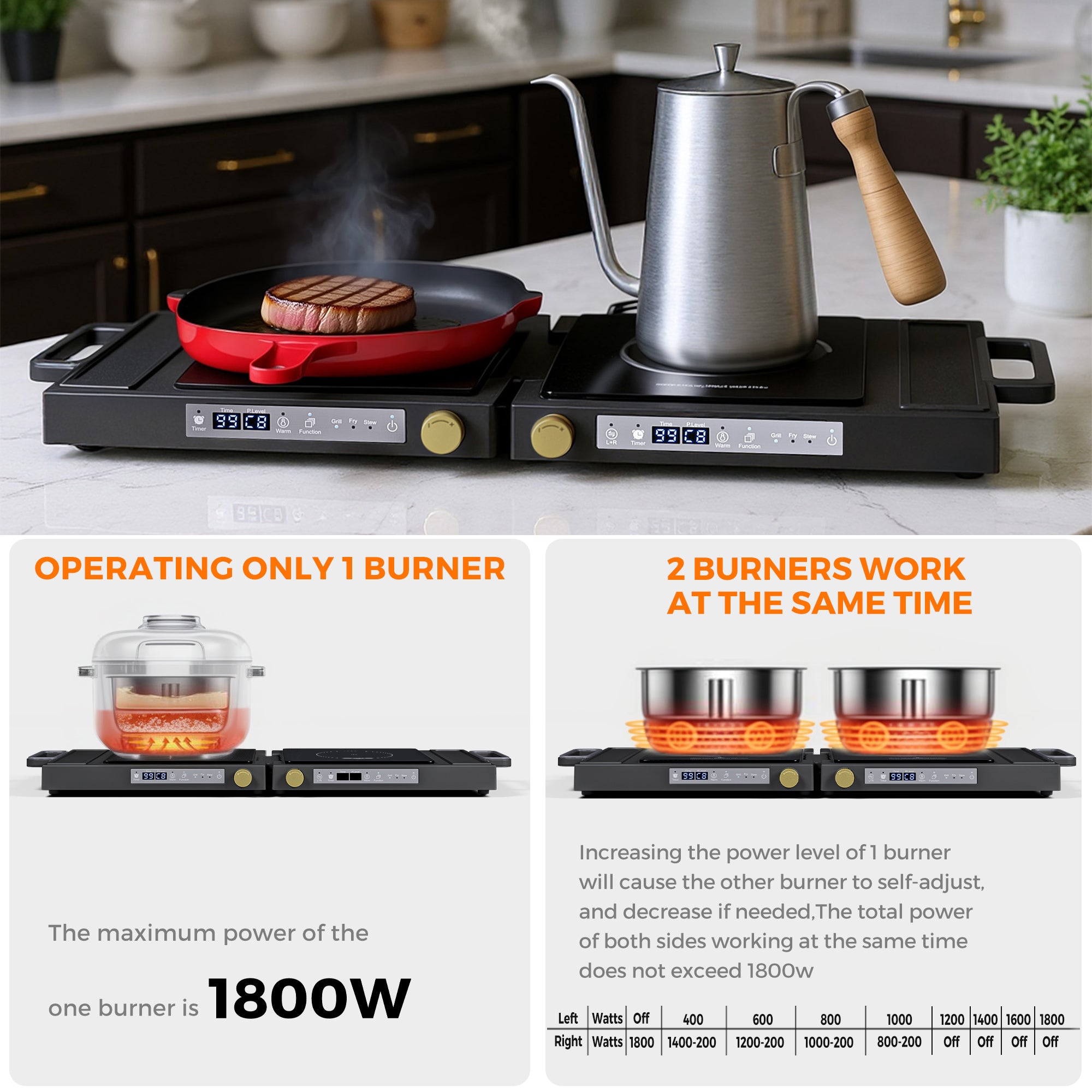Advwin Folding Double Induction Cooktop Portable