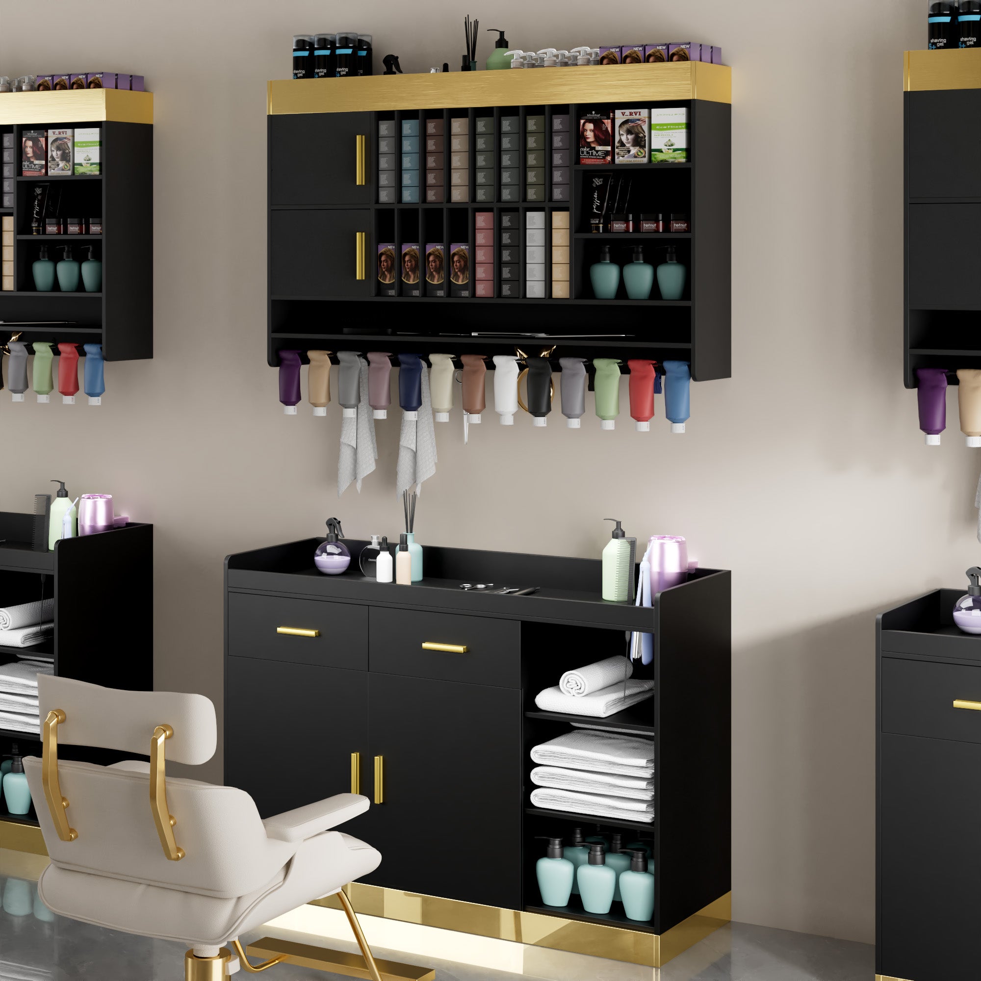 Advwin Wall Mounted & Floor Salon Station Set