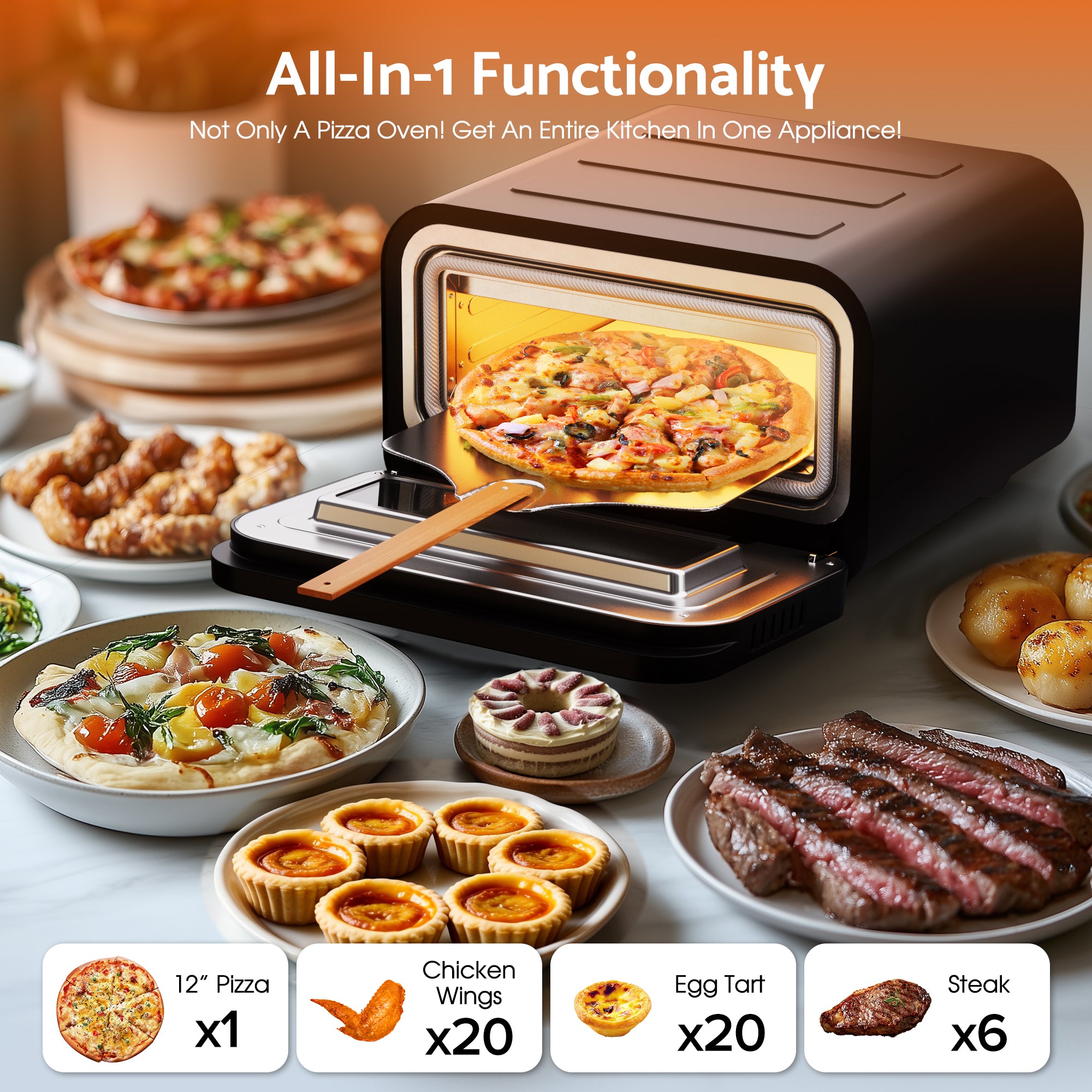 Edvwin Electric Countertop Pizza Oven 1700W