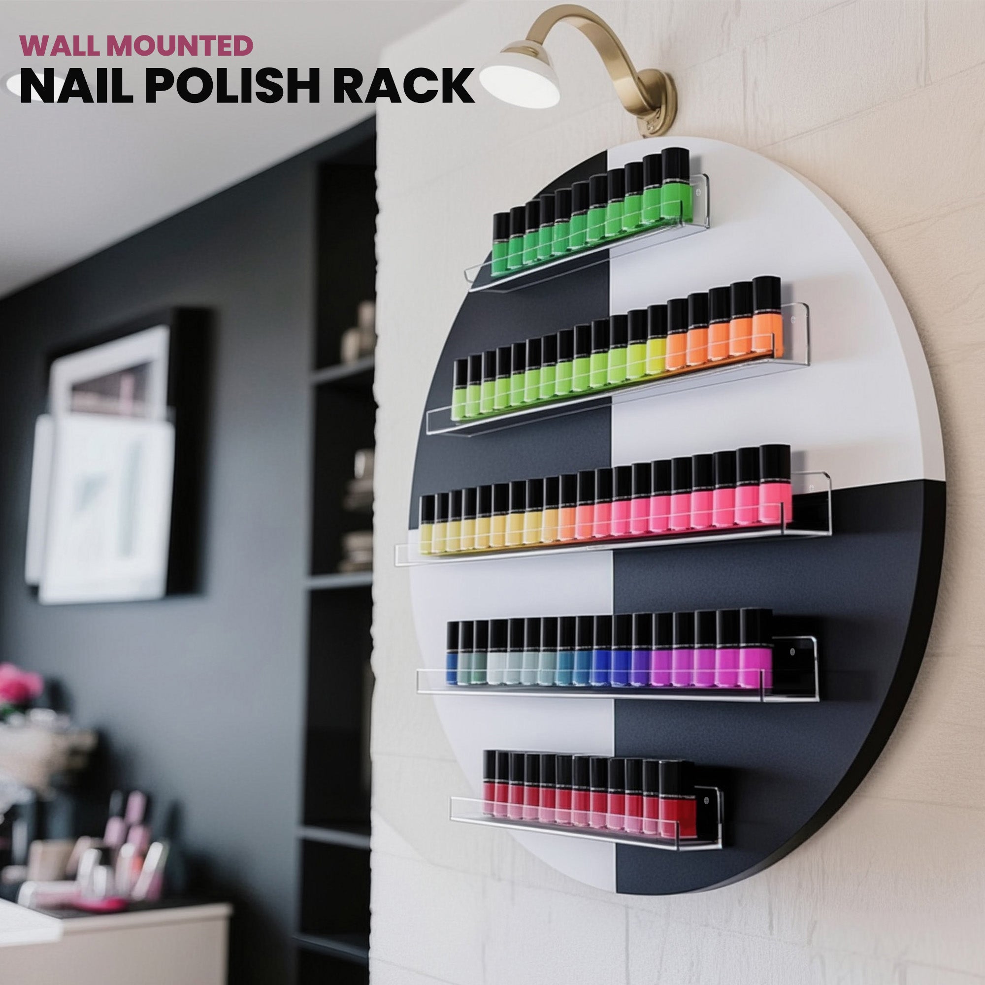 Advwin Wall Mount Round Nail Polish Organizer