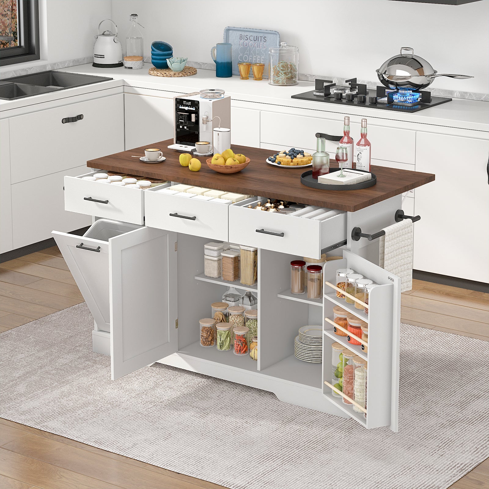 Advwin Kitchen Island Table with Power Outlet