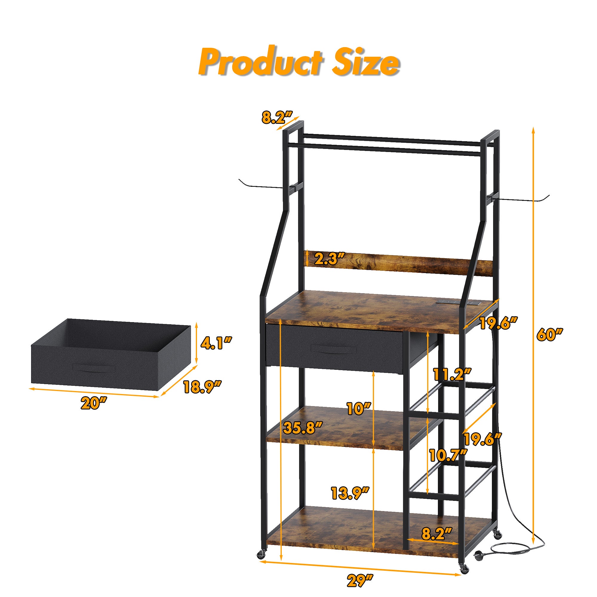 Advwin 4-Tier 3D Printer Stand w/ Drawer & Outlet