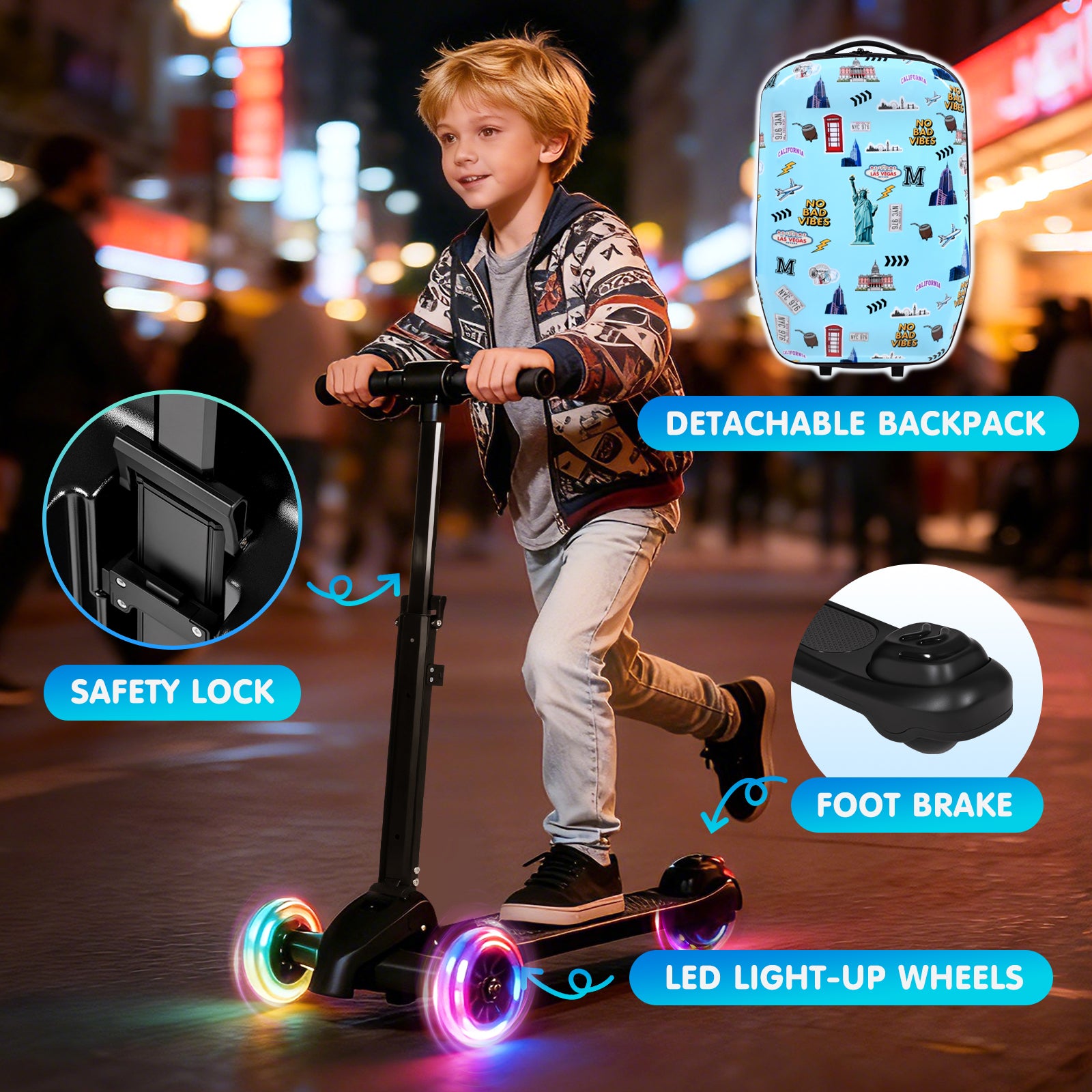 Advwin 4-in-1 Detachable Scooter Suitcase for Kids