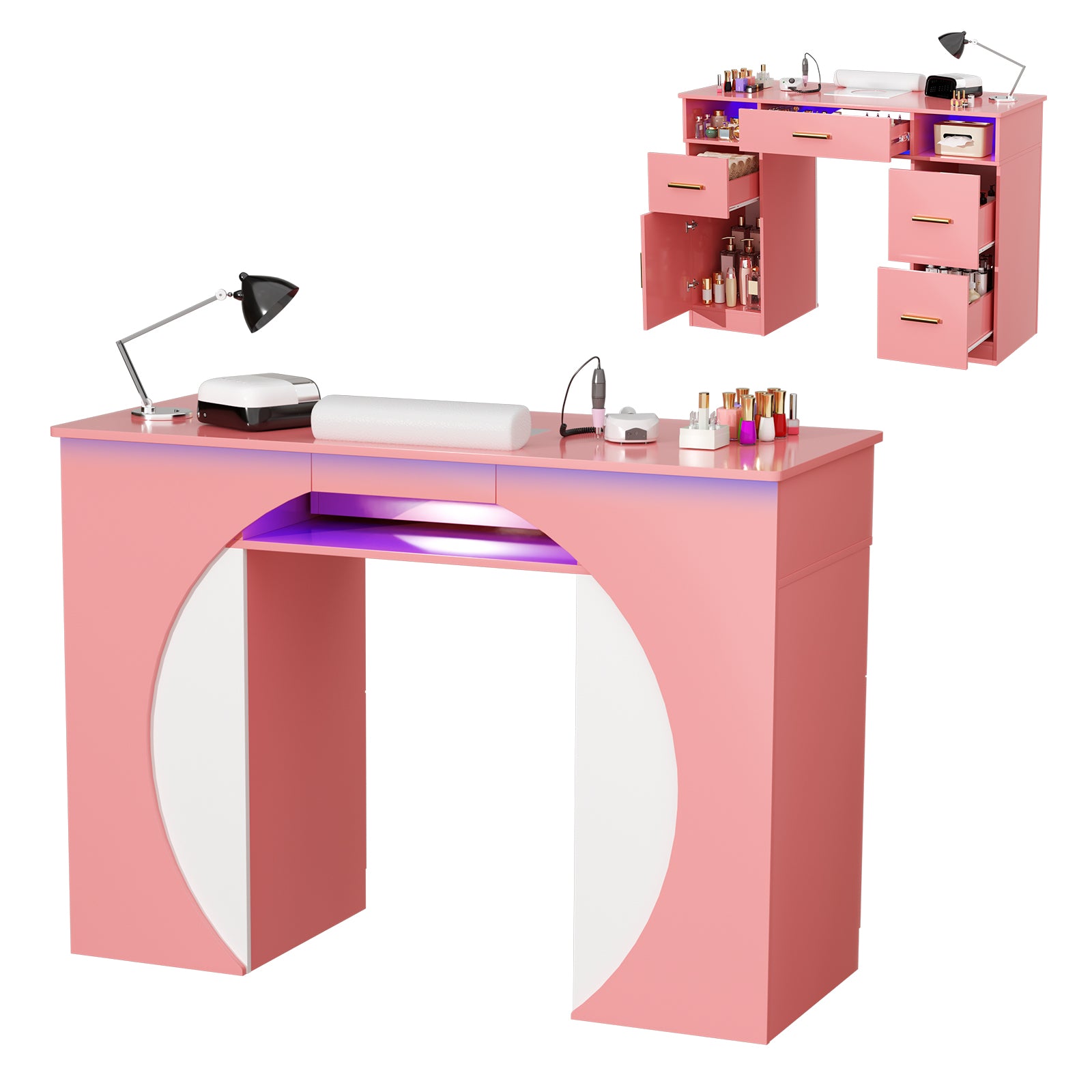 Advwin Professional Nail Desk w/ Dust Collector & LED