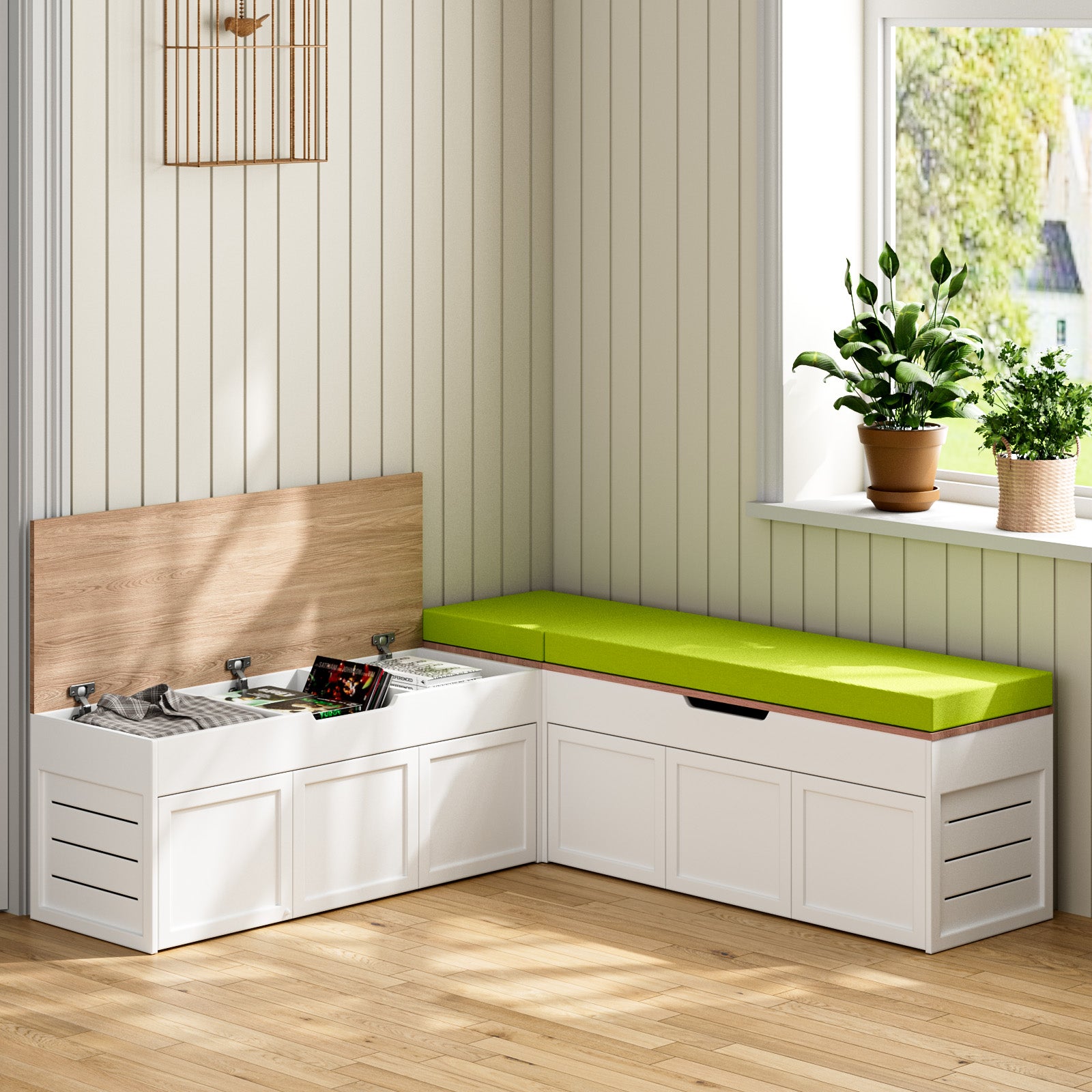 Advwin L-Shaped Corner Storage Bench
