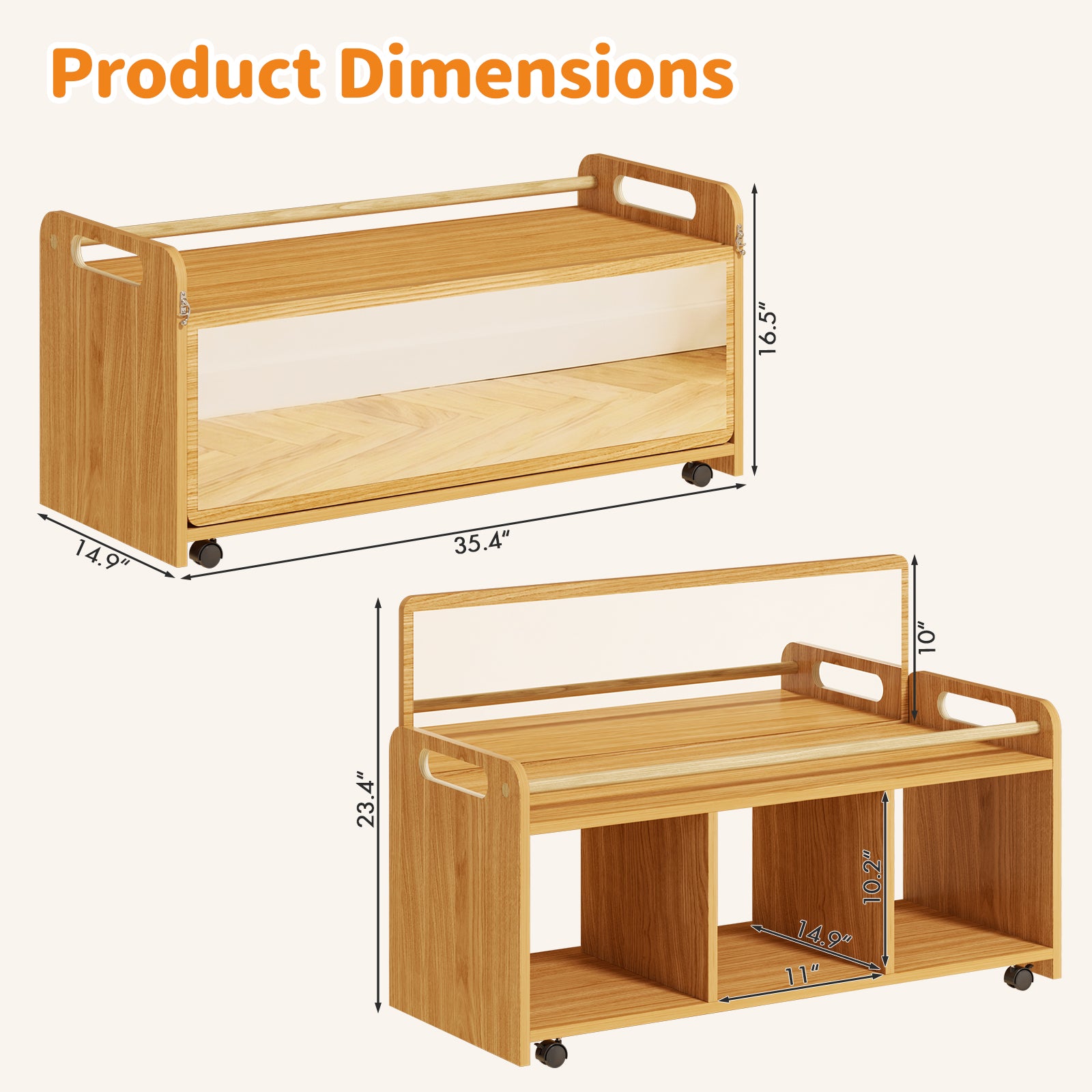 Advwin Montessori Toy Storage Cabinet with Mirror