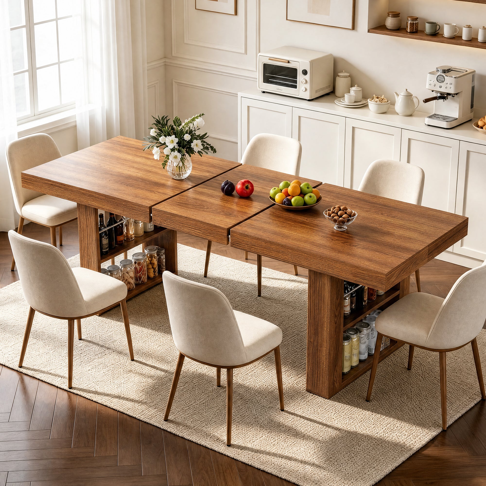 Advwin Rectangle Extendable Dining Table for 6-8