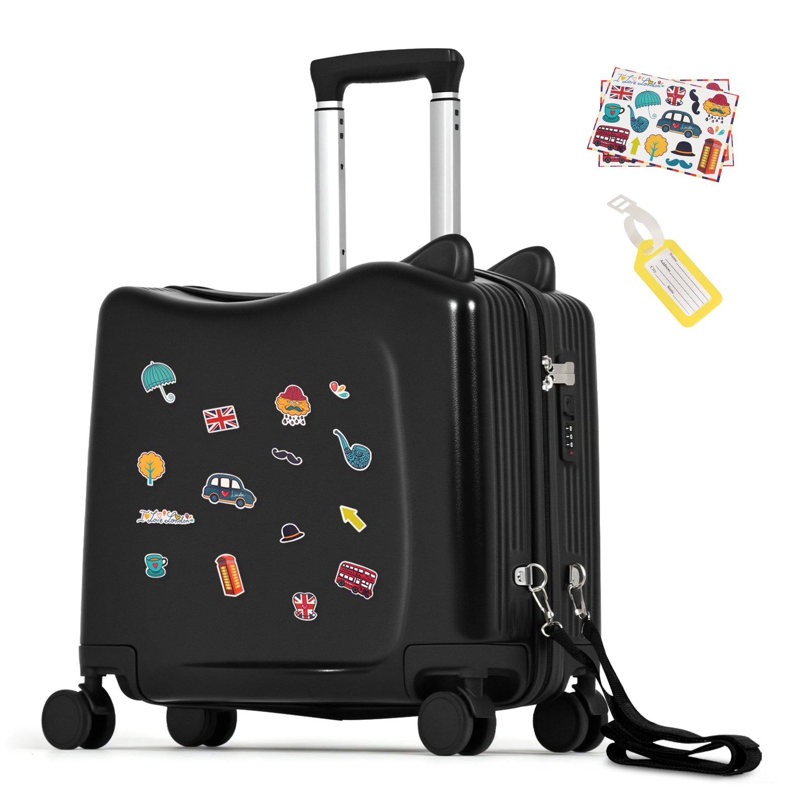 Advwin Kids’ Ride-On Suitcase with Password Lock Black (Pre-Order)