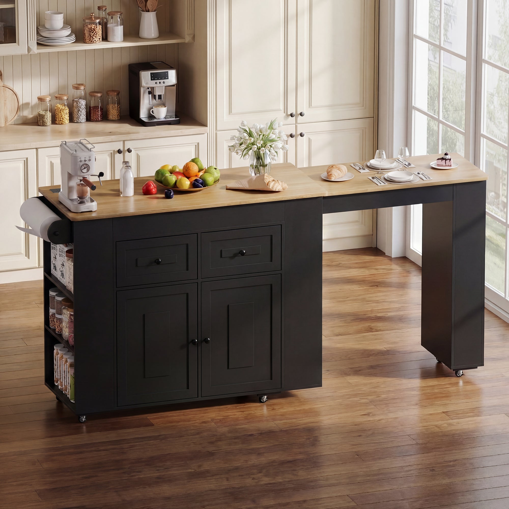 Advwin Extendable Kitchen Island with Storage