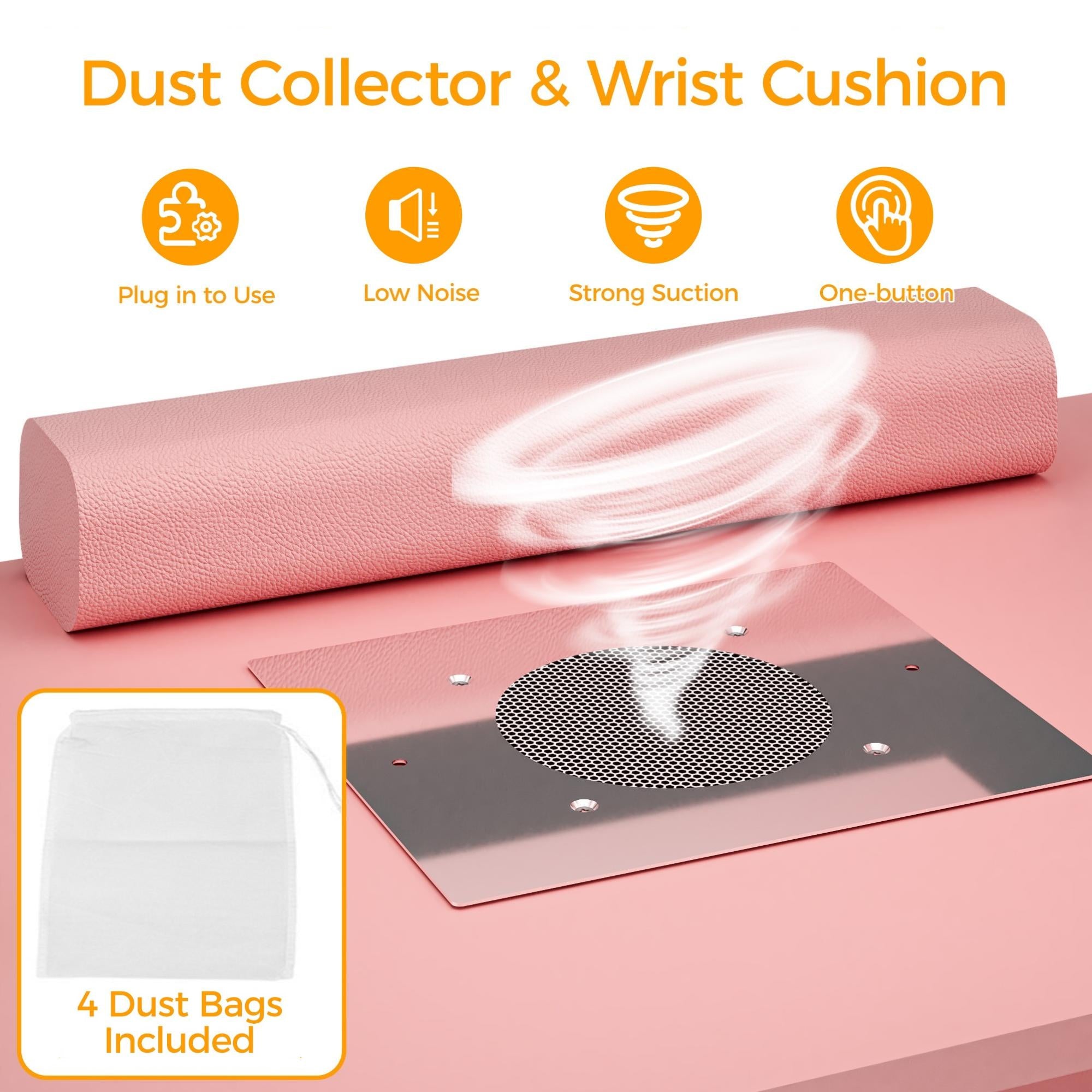 Advwin L-Shaped Rotating Nail Table with Dust Collector