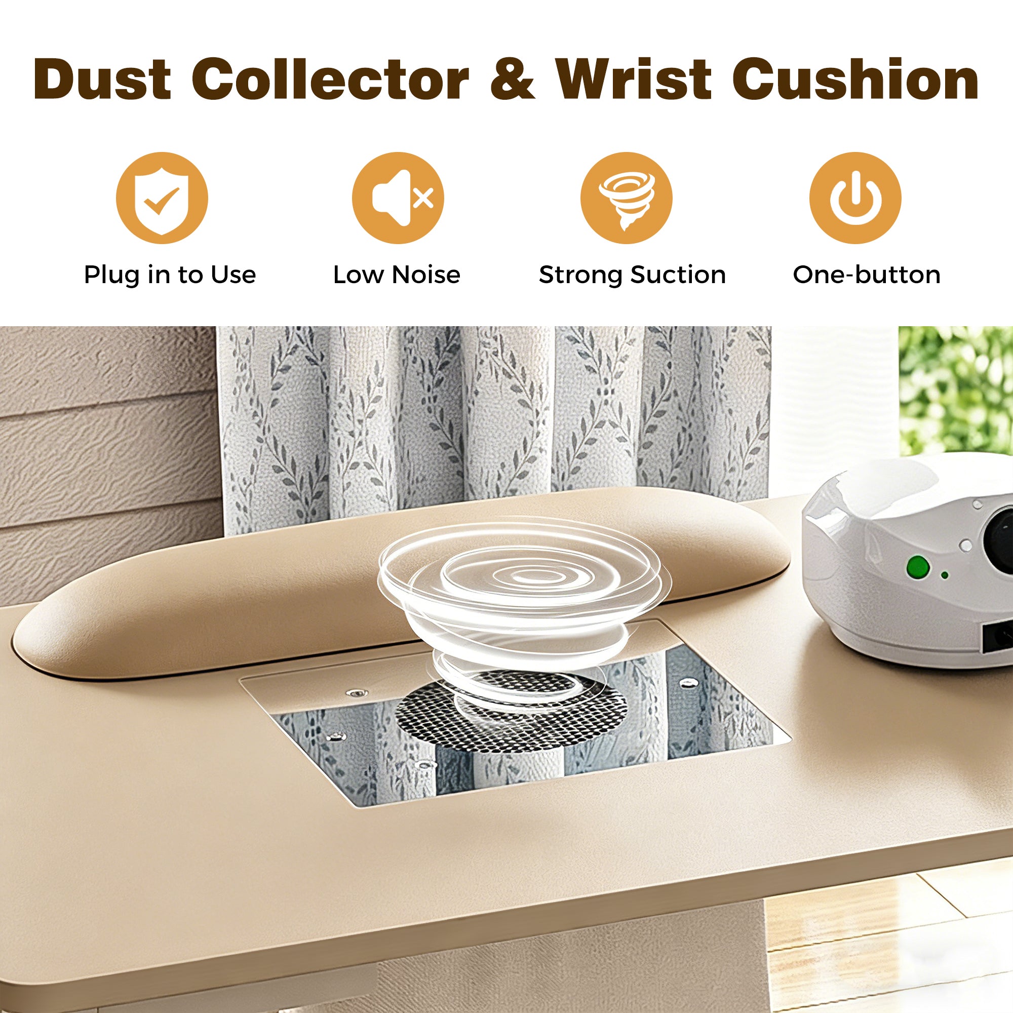 Advwin Nail Table w/ Dust Collector & Wrist Rest