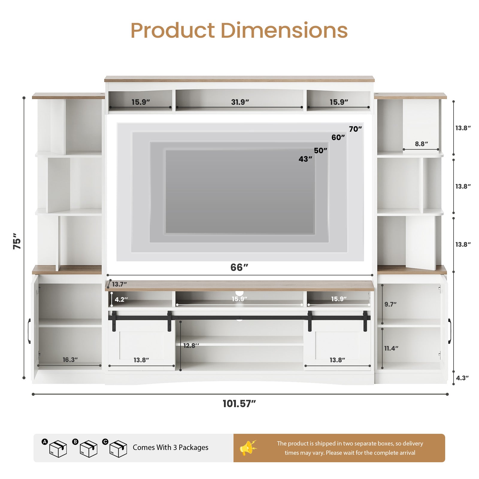 Advwin 101" Modern Wall Unit Entertainment Center