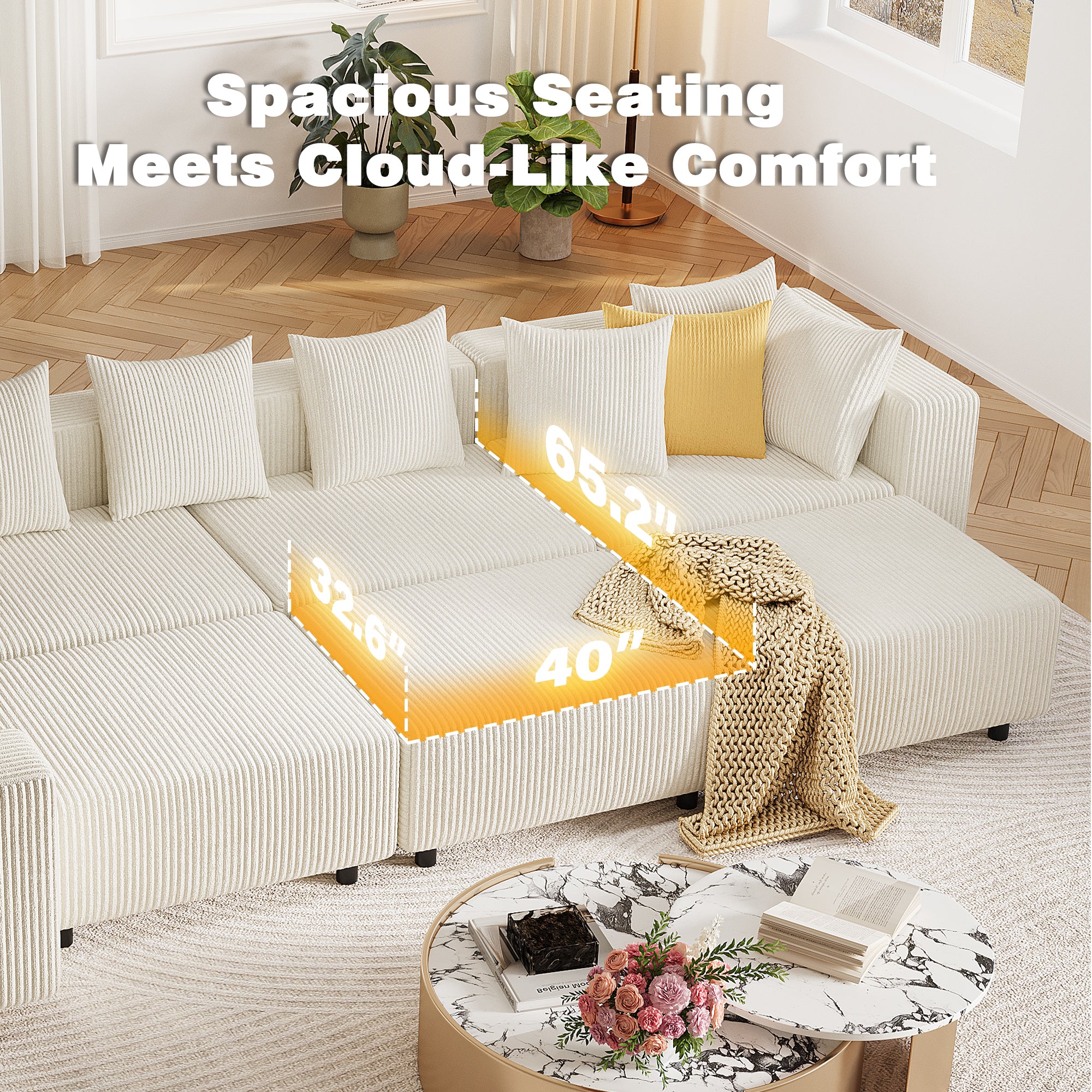 Advwin Boneless Cloud Modern Oversized Modular Sectional Sofa