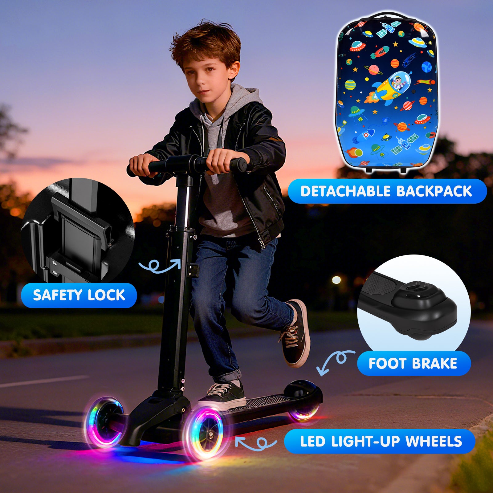 Advwin Kids 4-in-1 Detachable Scooter Suitcase