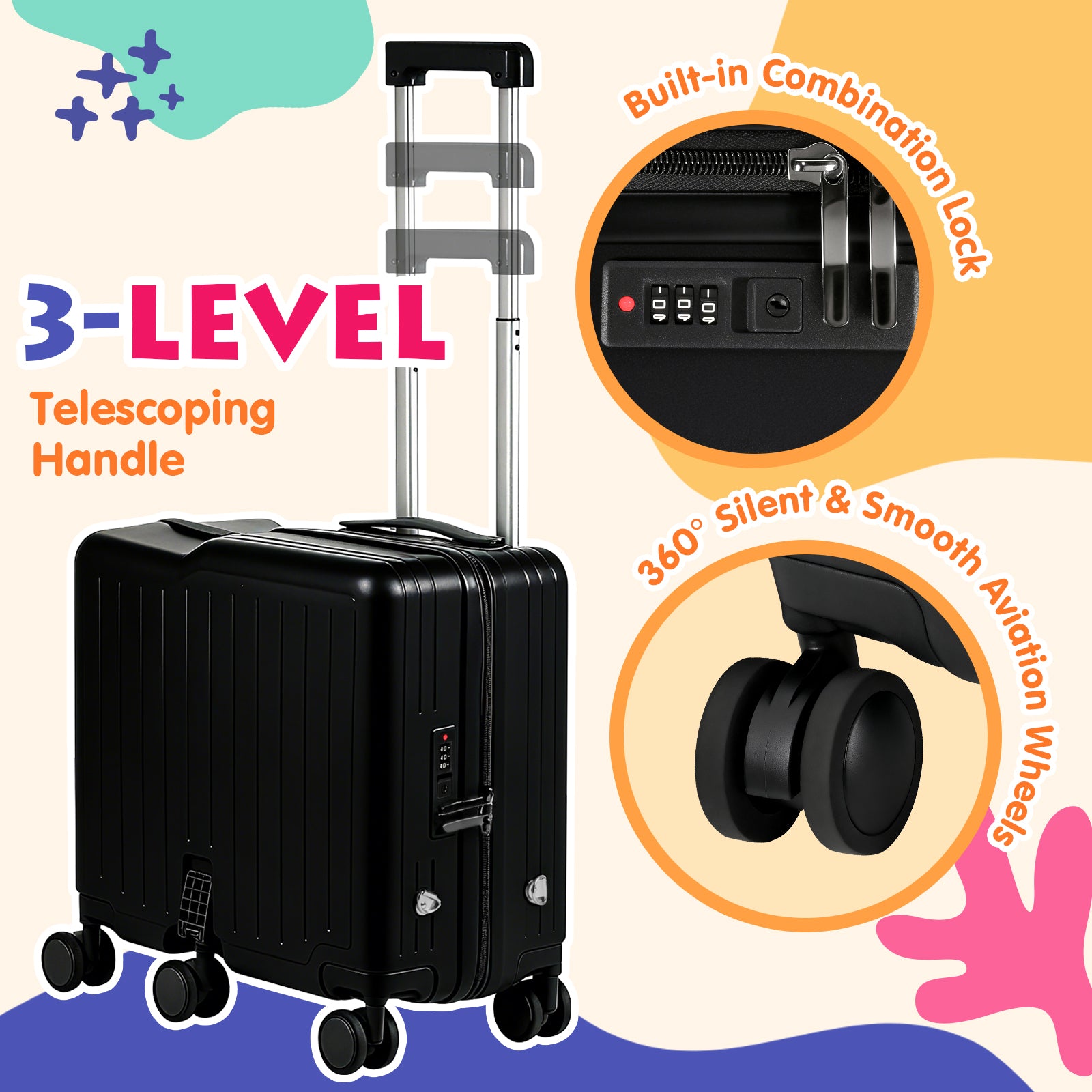 Advwin 20" Kids Ride-On Suitcase with 6 Wheels