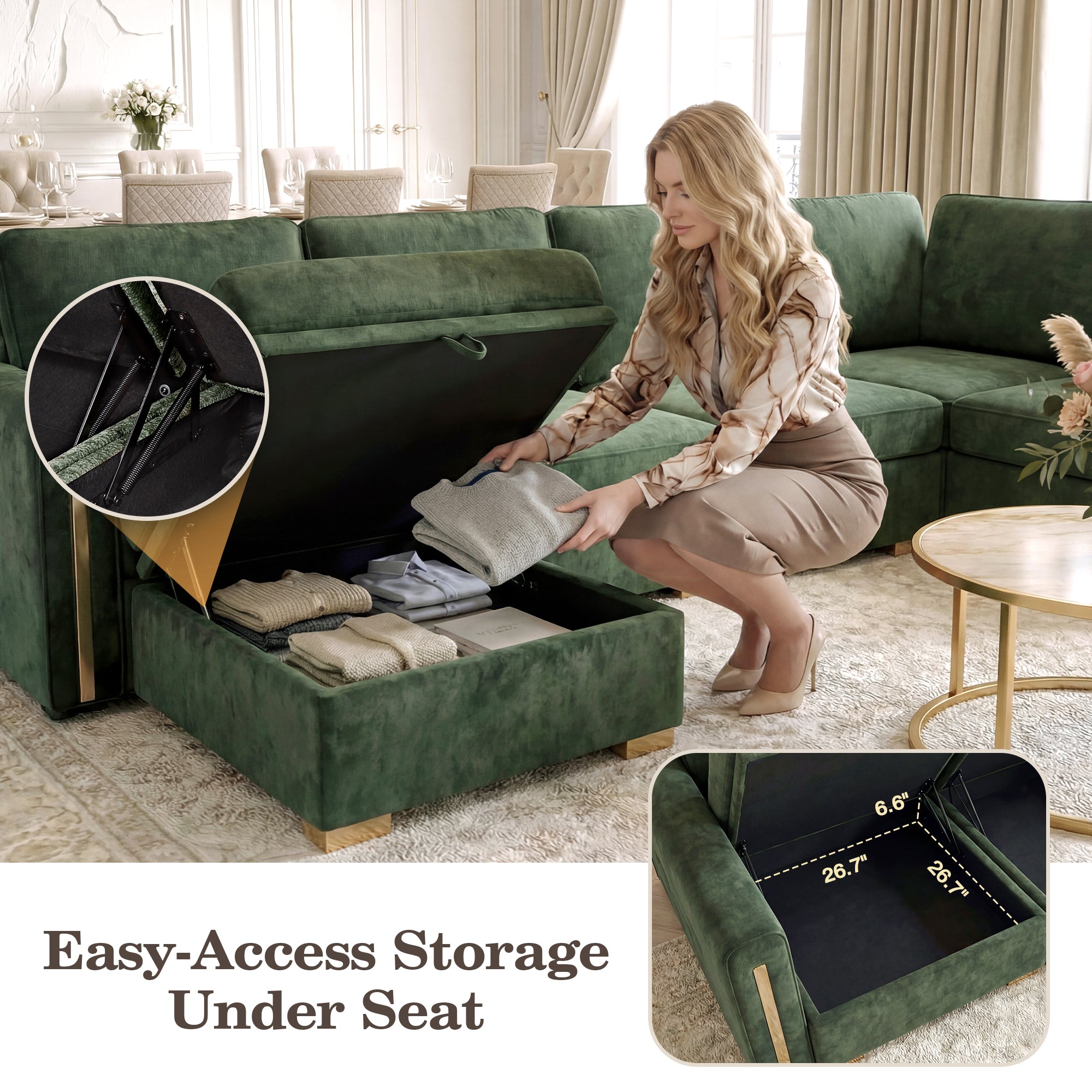 Advwin Oversized Modular Chenille Sofa with Storage