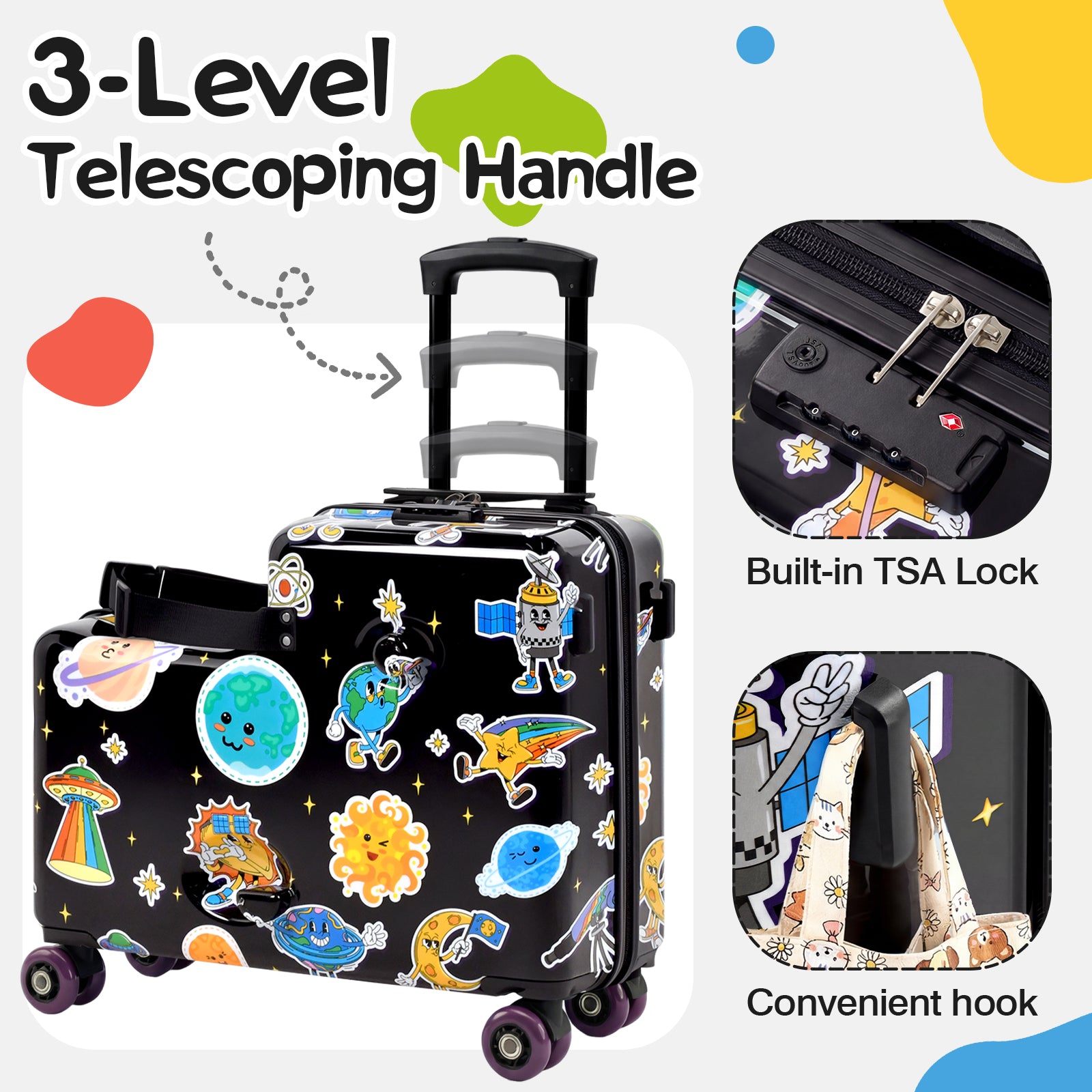 Advwin 20" Cute Pattern Ride-On Suitcase