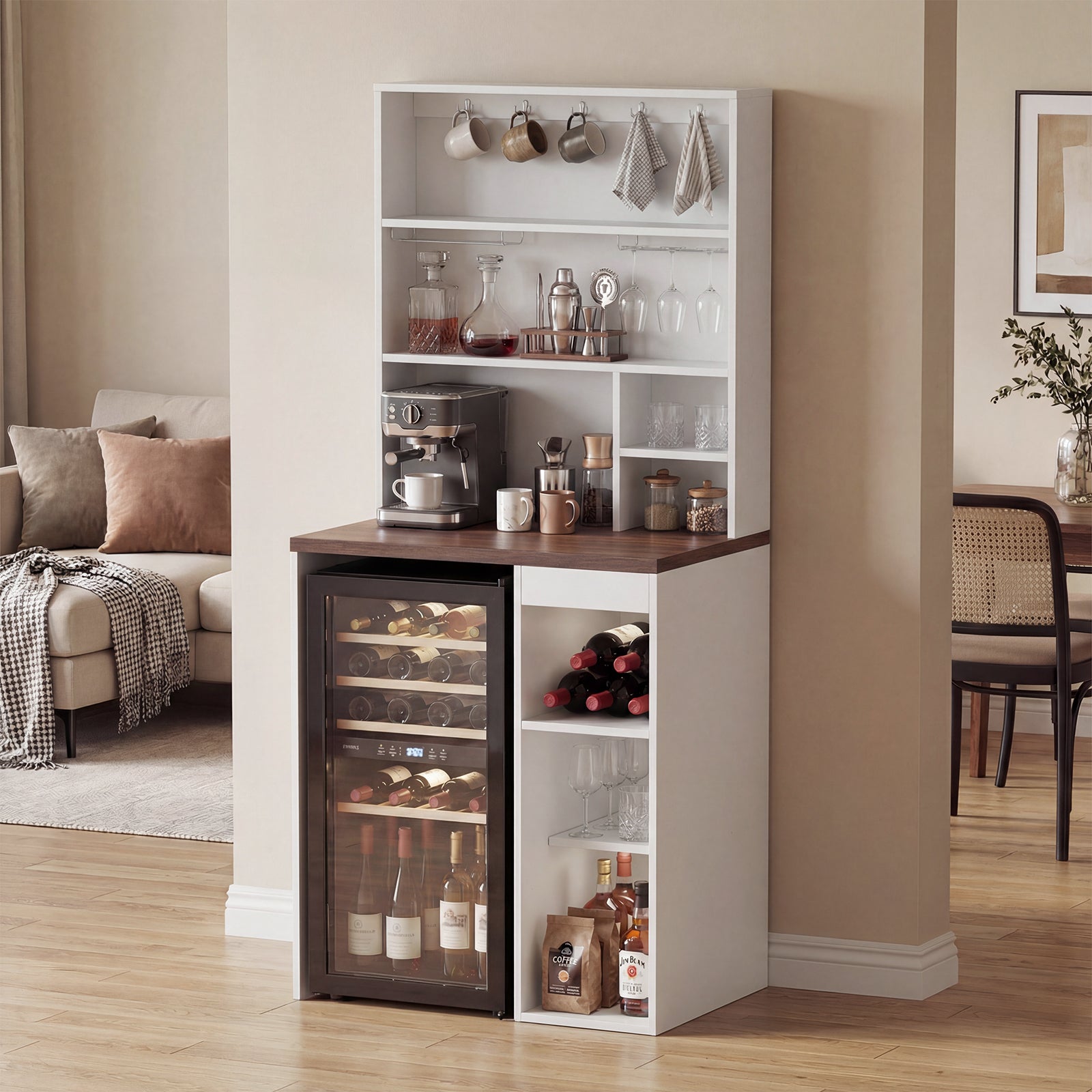Advwin 8-Tier Tall Home Coffee Bar Cabinet