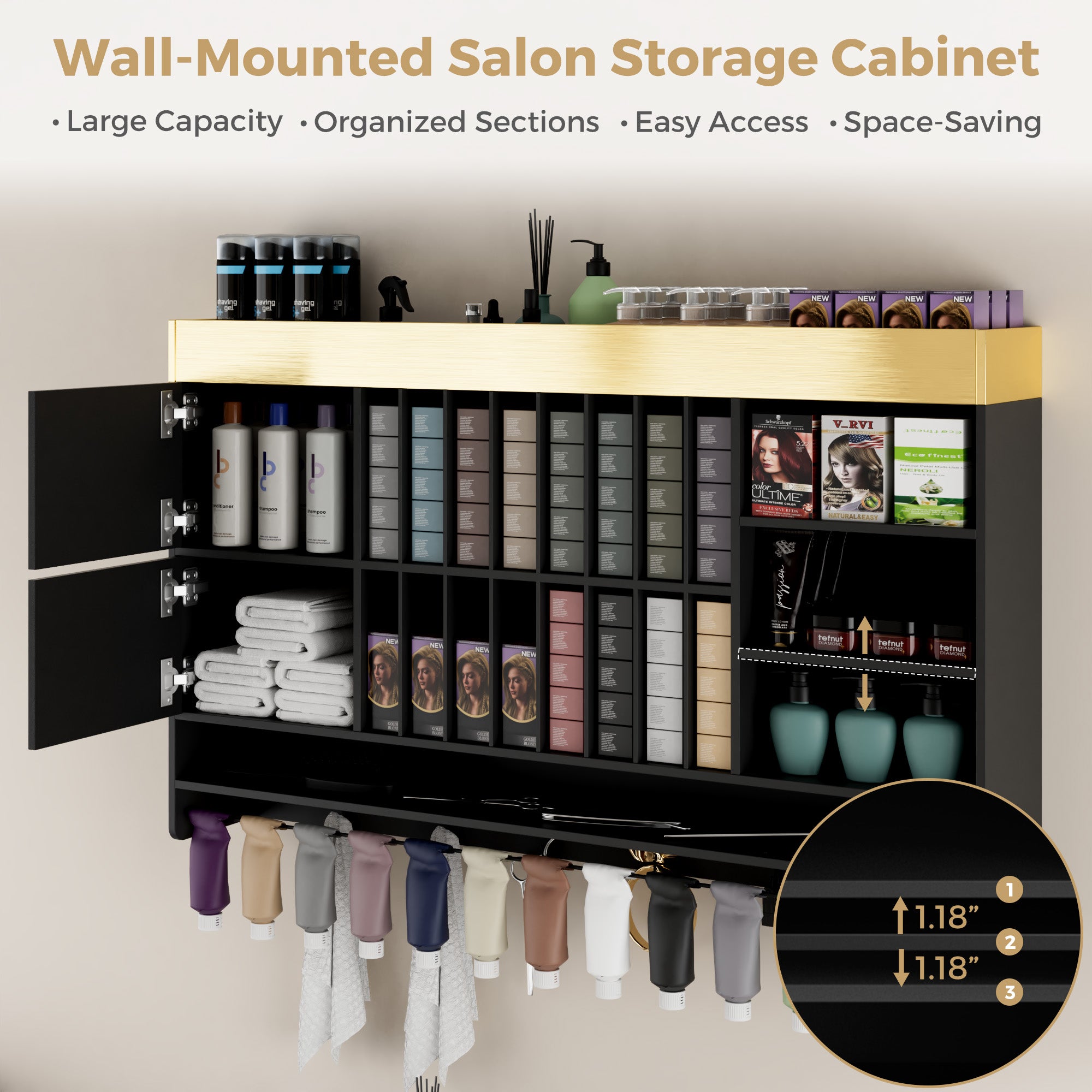 Advwin Wall Mounted Salon Station with Storage