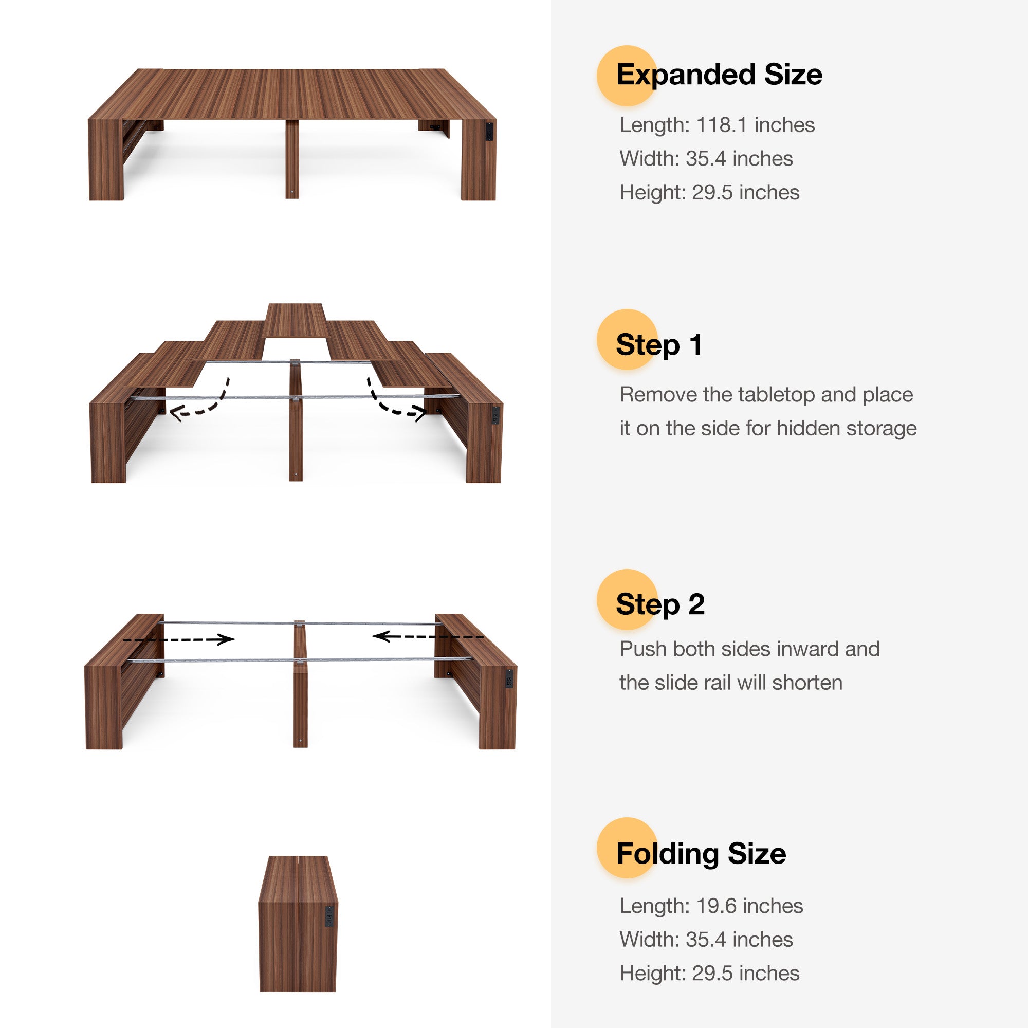 Advwin Extendable Dining Table with Outlet