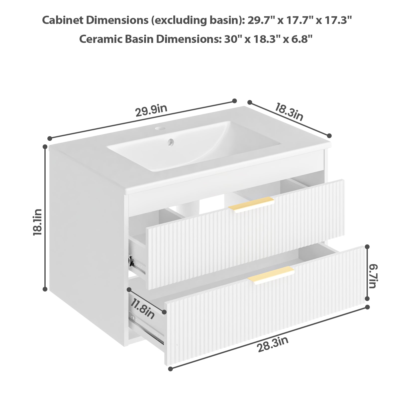 Advwin Bathroom Vanity with Ceramic Sink