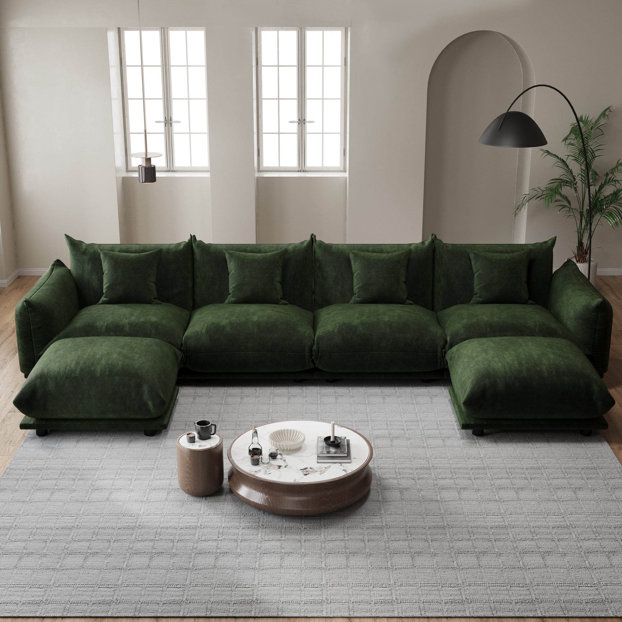 Advwin Modern Minimalist Chenille Modular Sectional Sofa